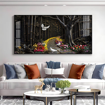 Birds & Blooms Walkway Premium Acrylic Horizontal Wall Art