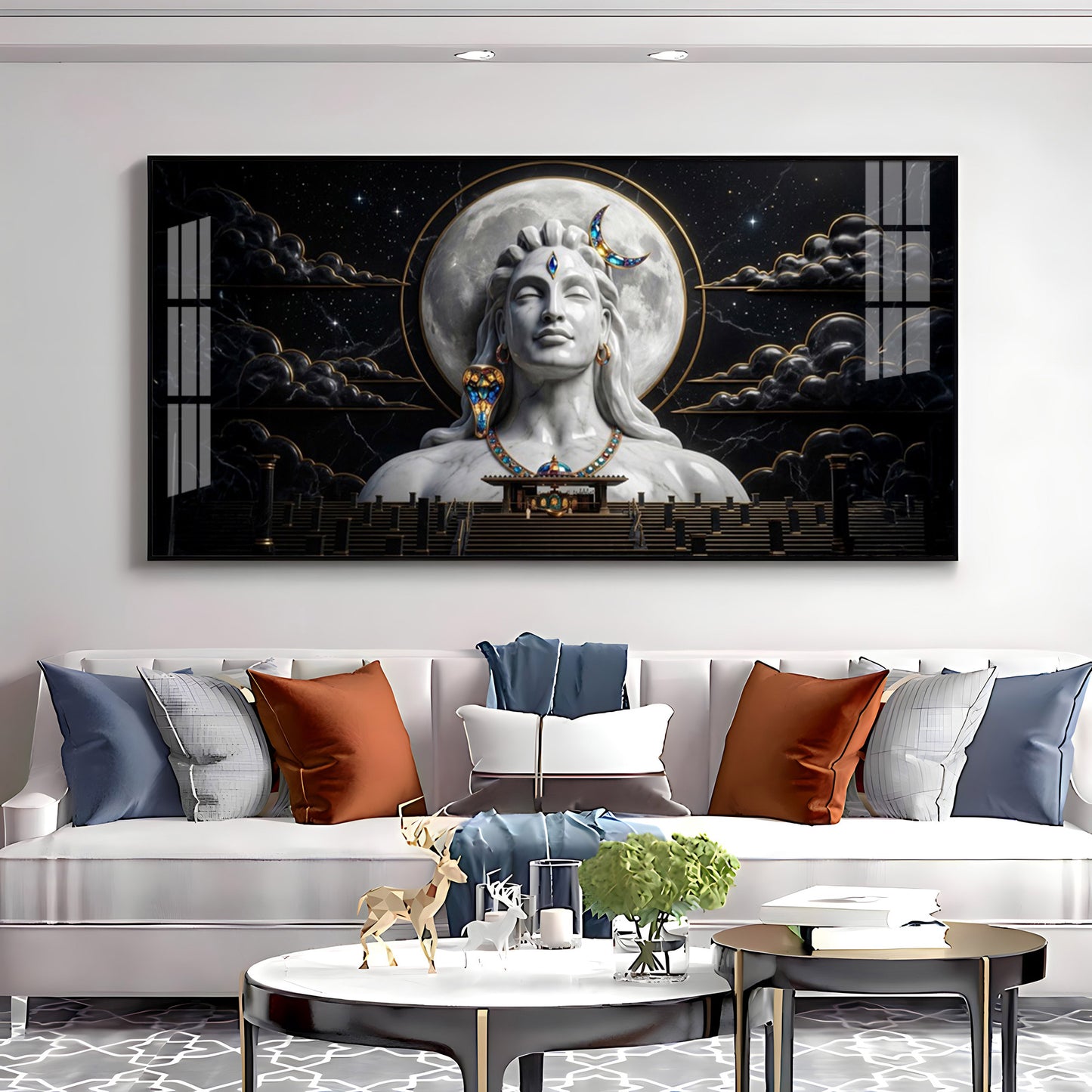 Divine Lord Shiva With Dark Clouds Premium Acrylic Horizontal Wall Art