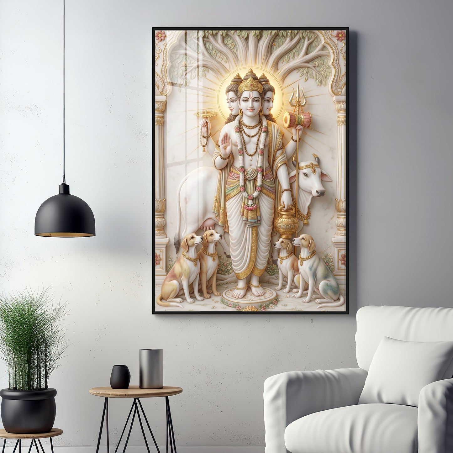 Hindu Deity Dattatreya Ji Premium Acrylic Vertical Wall Art
