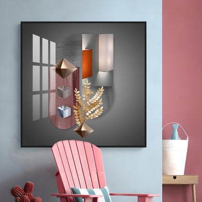 Geometric Designs With Gold Leaf Premium Acrylic Square Wall Art