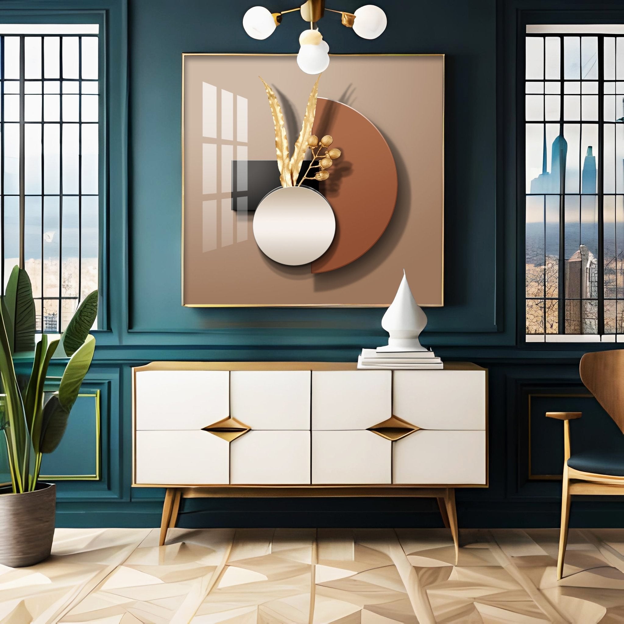 Black Gold Leaf Premium Acrylic Square Wall Art - The Next Decor