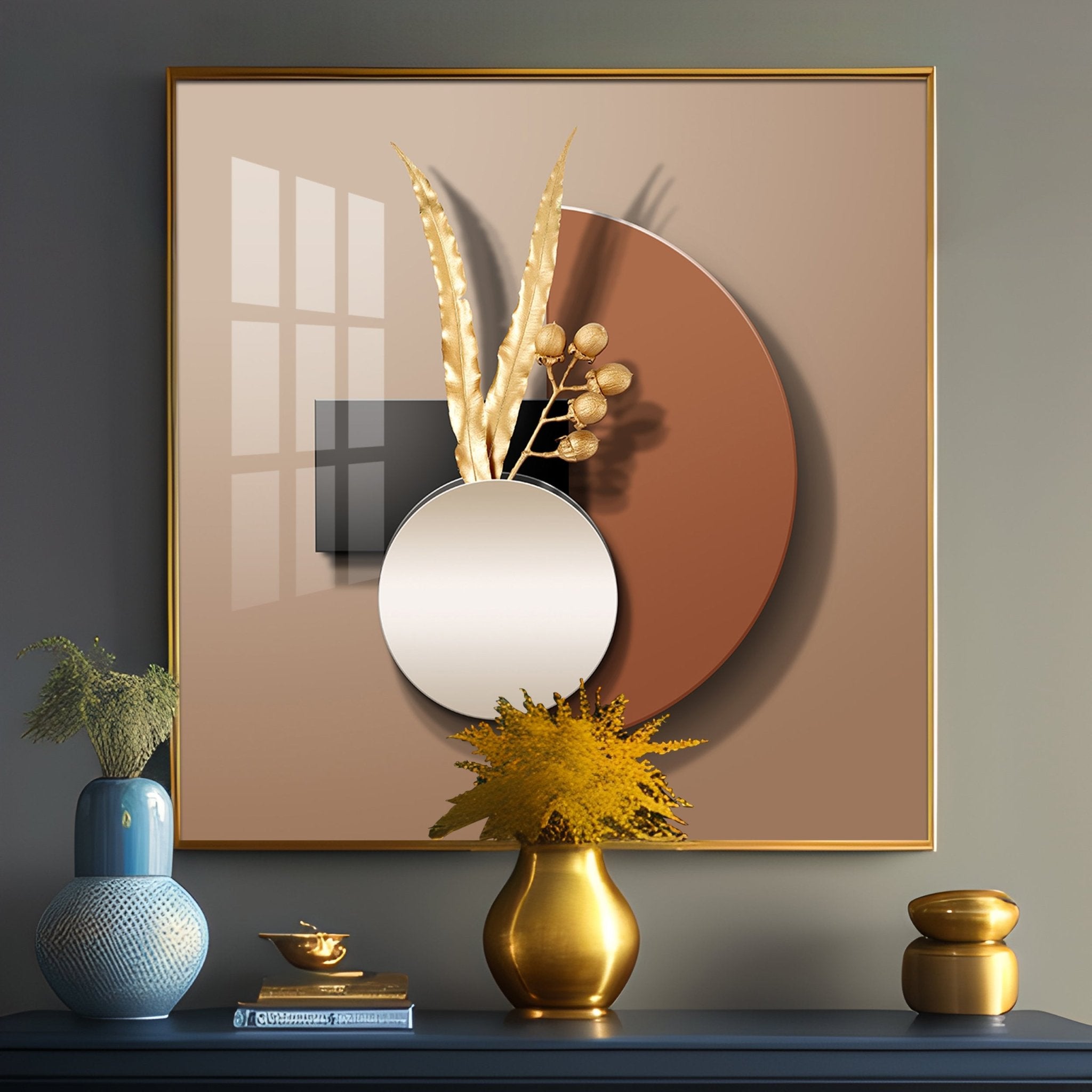 Black Gold Leaf Premium Acrylic Square Wall Art - The Next Decor