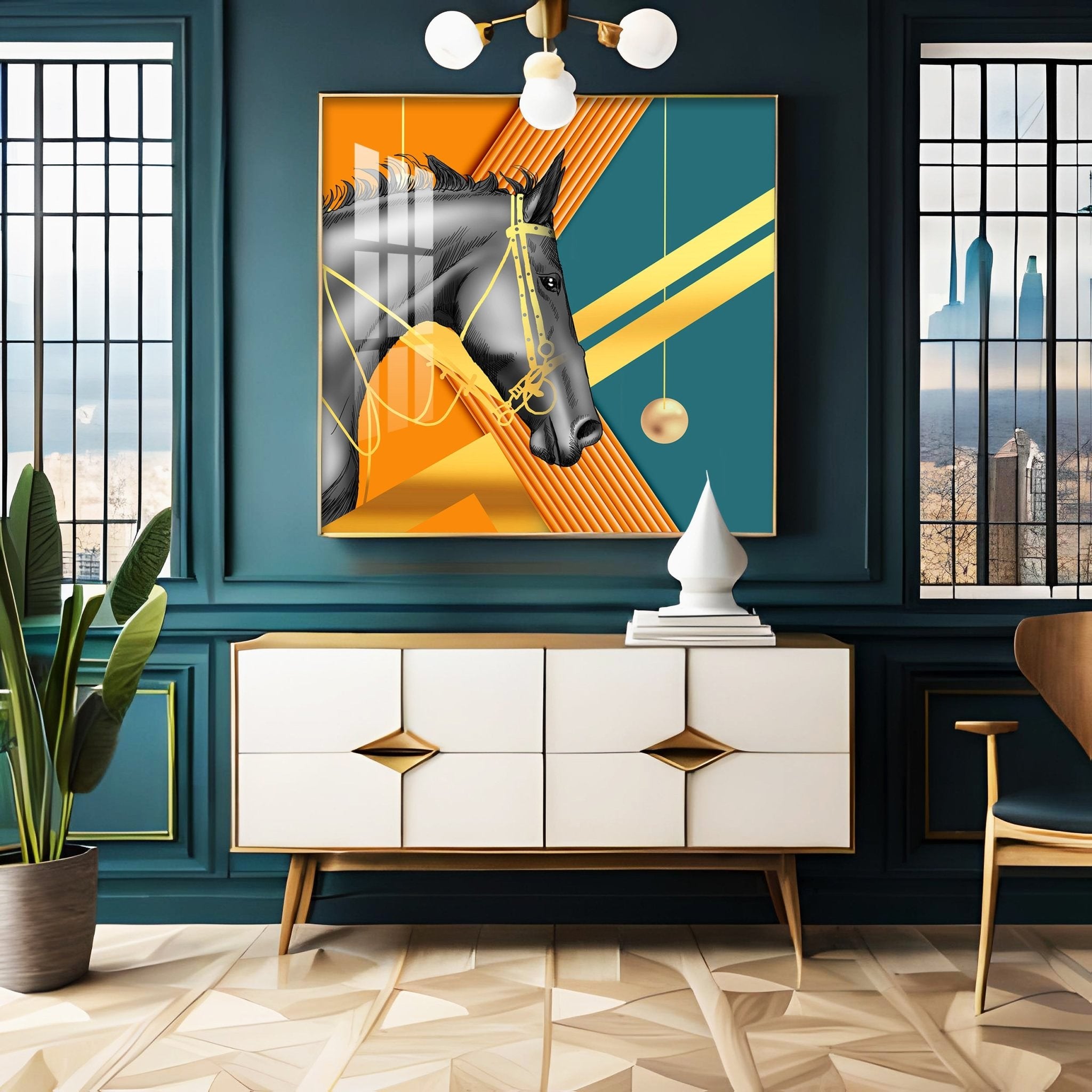 Black Horse Premium Acrylic Square Wall Art - The Next Decor