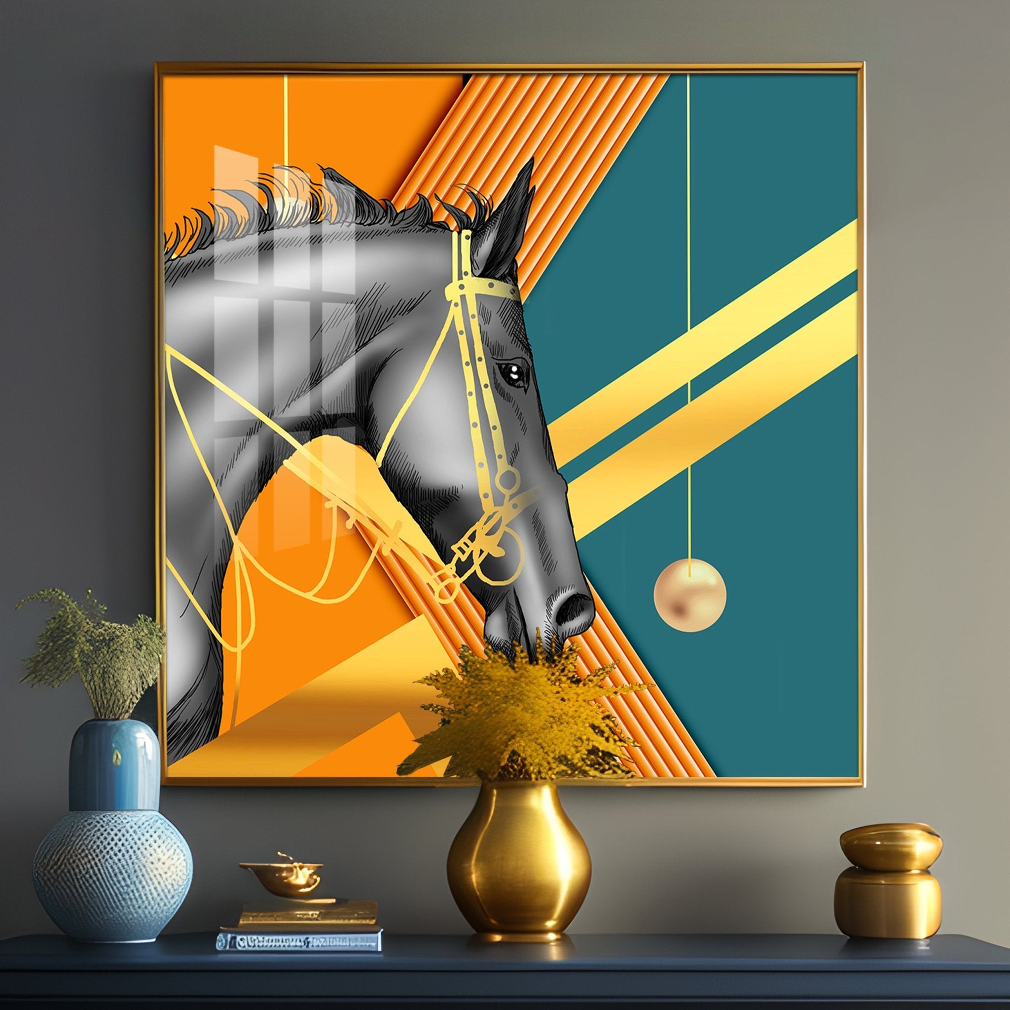 Black Horse Premium Acrylic Square Wall Art - The Next Decor