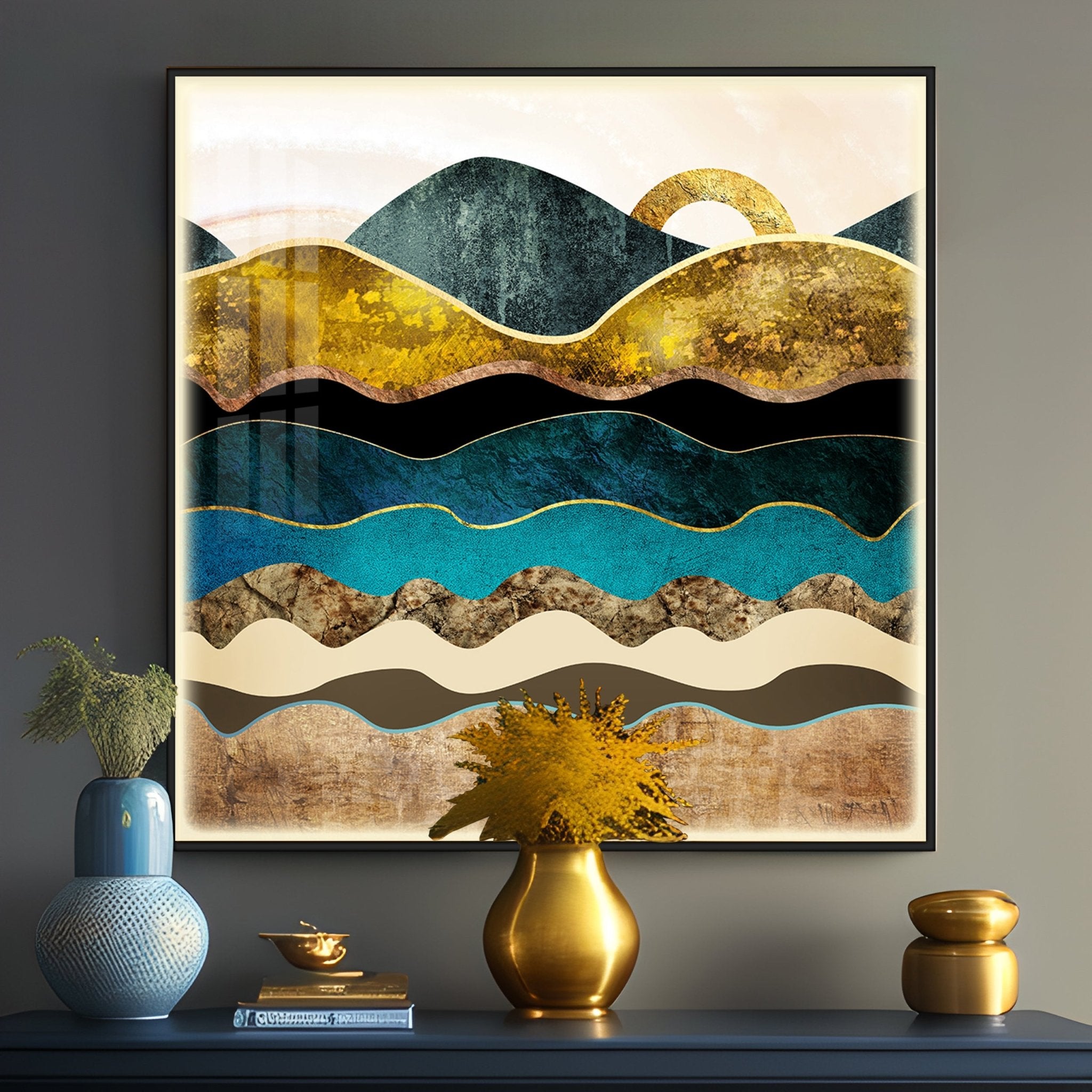 Blush Mountains Luxury Crystal Square Wall Art - The Next Decor