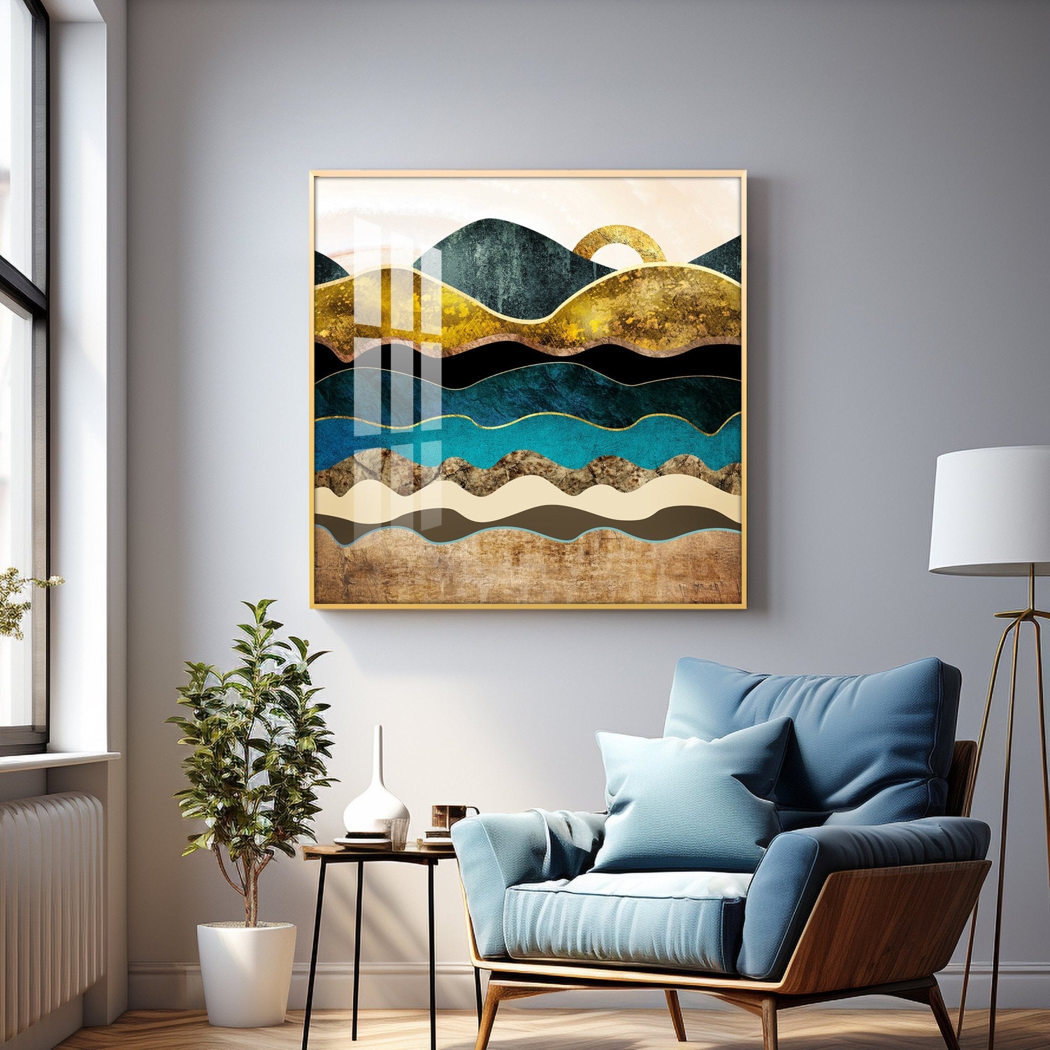 Blush Mountains Luxury Crystal Square Wall Art - The Next Decor