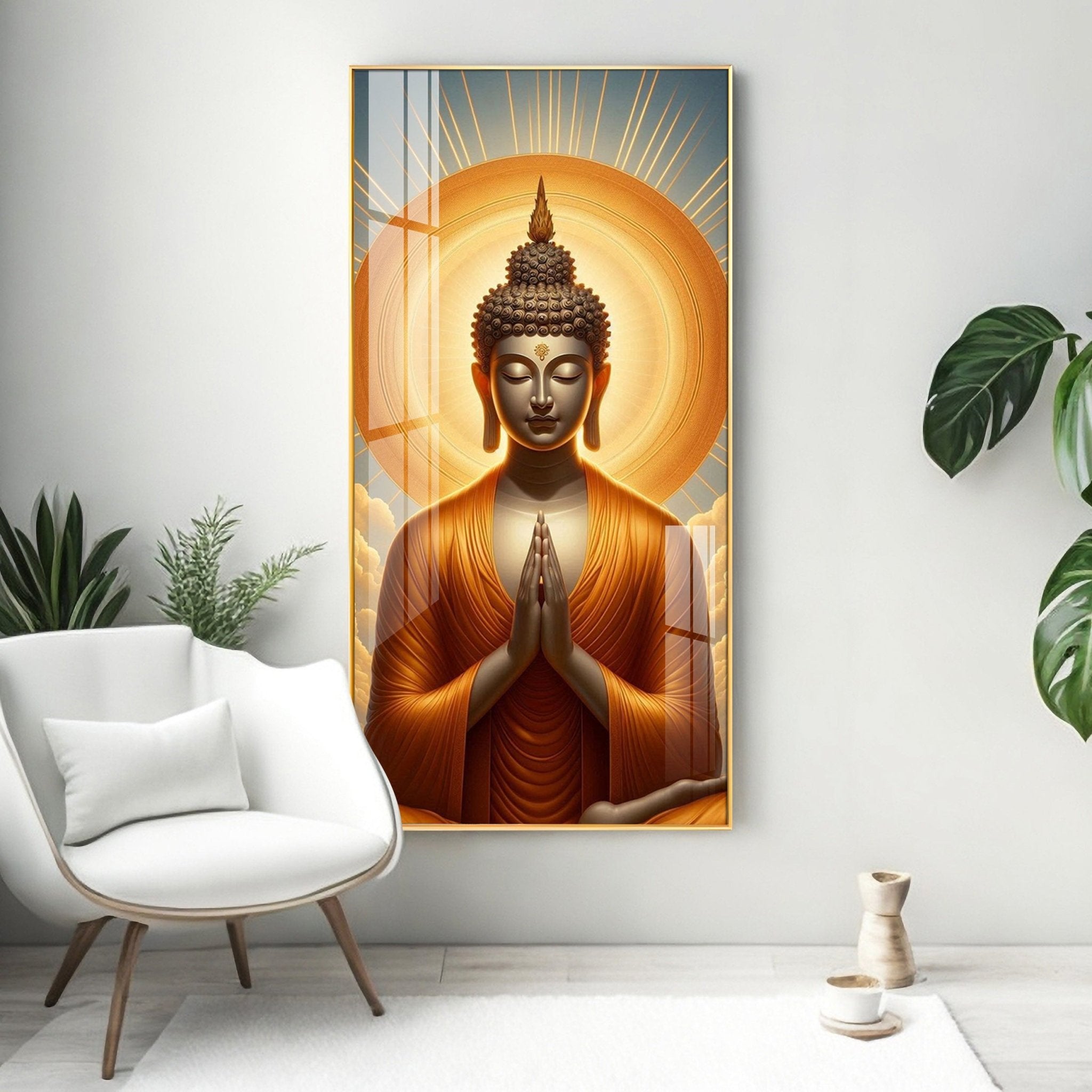 Buddha In Sunlit Halo Effect Premium Acrylic Wall Art - The Next Decor