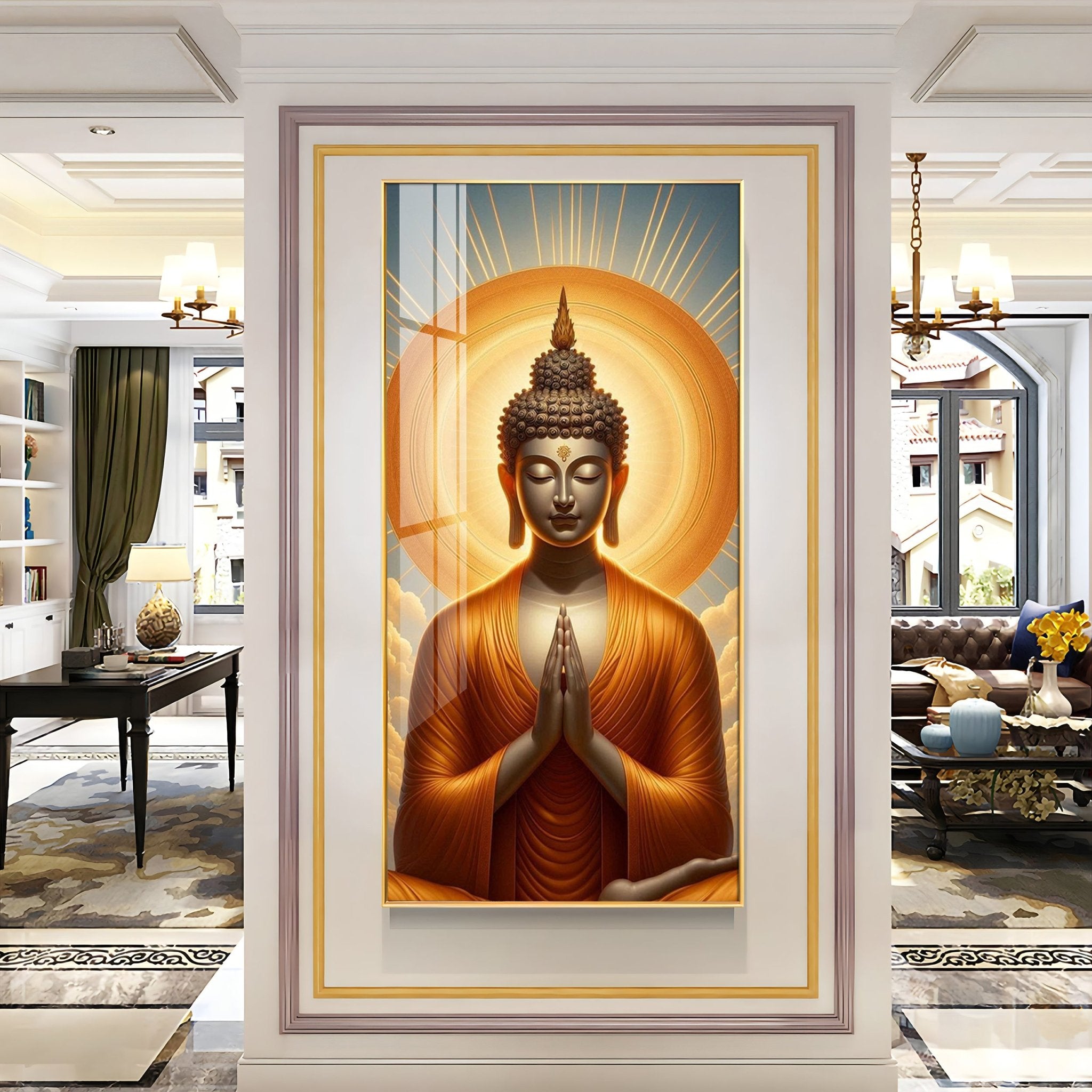 Buddha In Sunlit Halo Effect Premium Acrylic Wall Art - The Next Decor