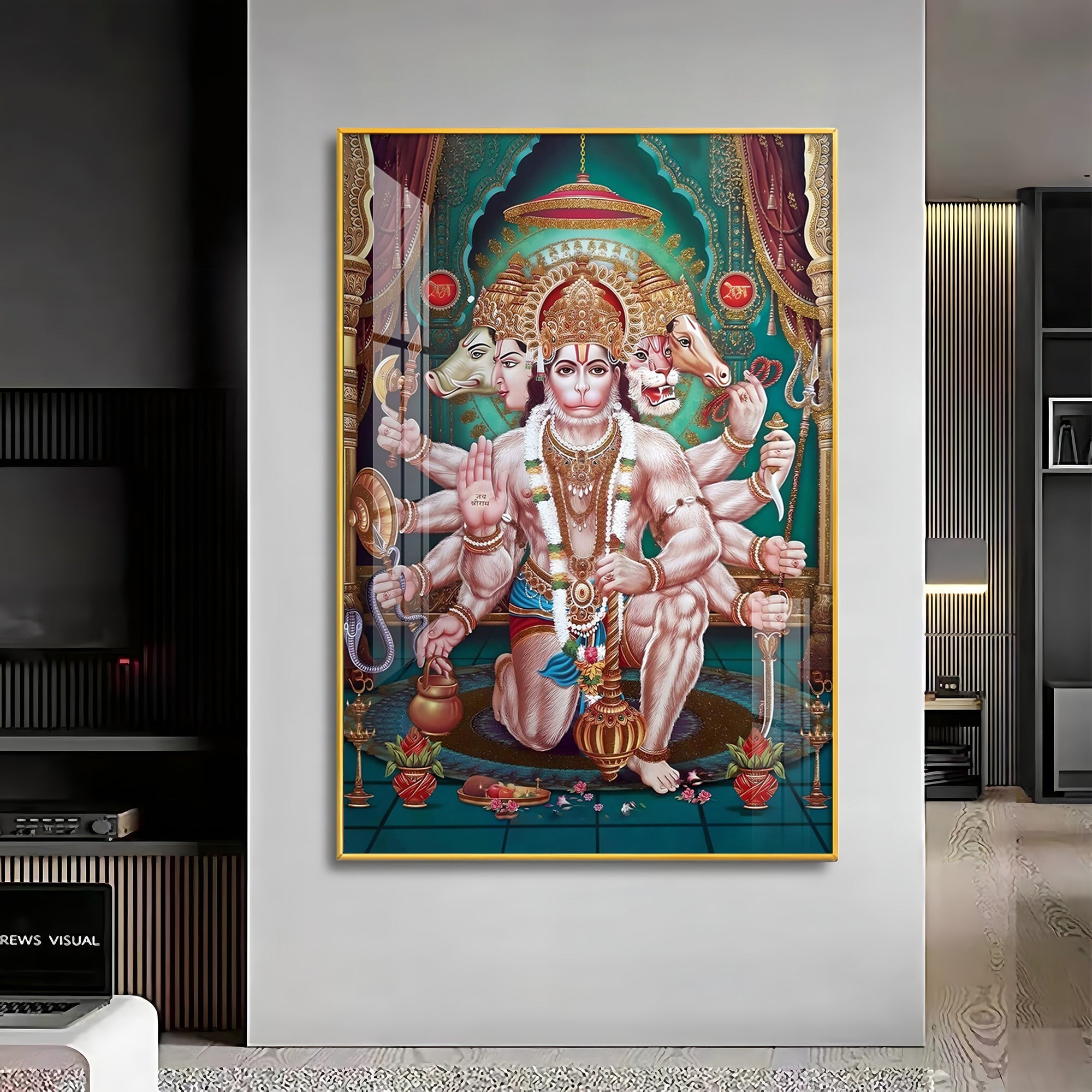 Celestial Guardian Lord Hanuman Premium Vertical Acrylic Wall Art - The Next Decor