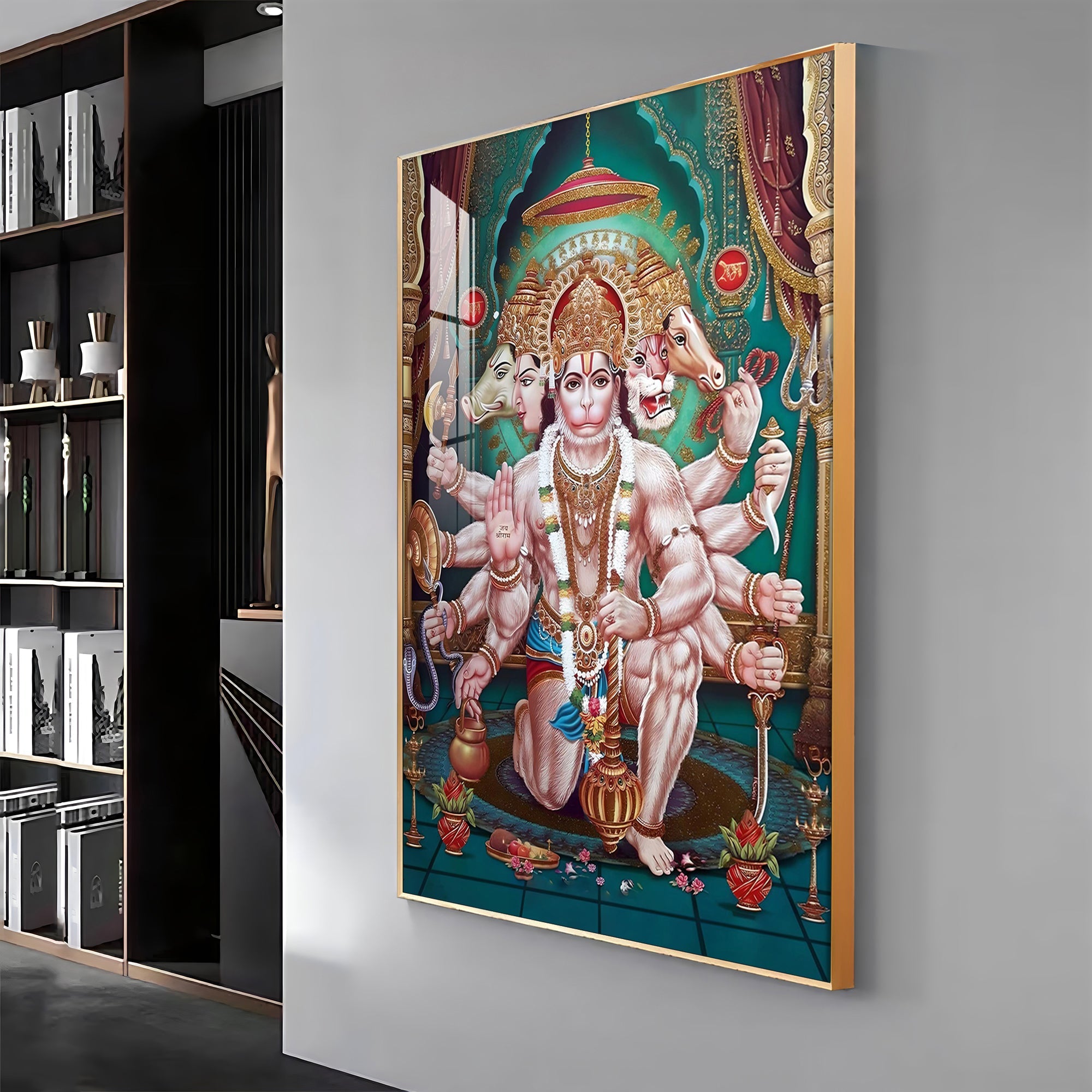 Celestial Guardian Lord Hanuman Premium Vertical Acrylic Wall Art - The Next Decor