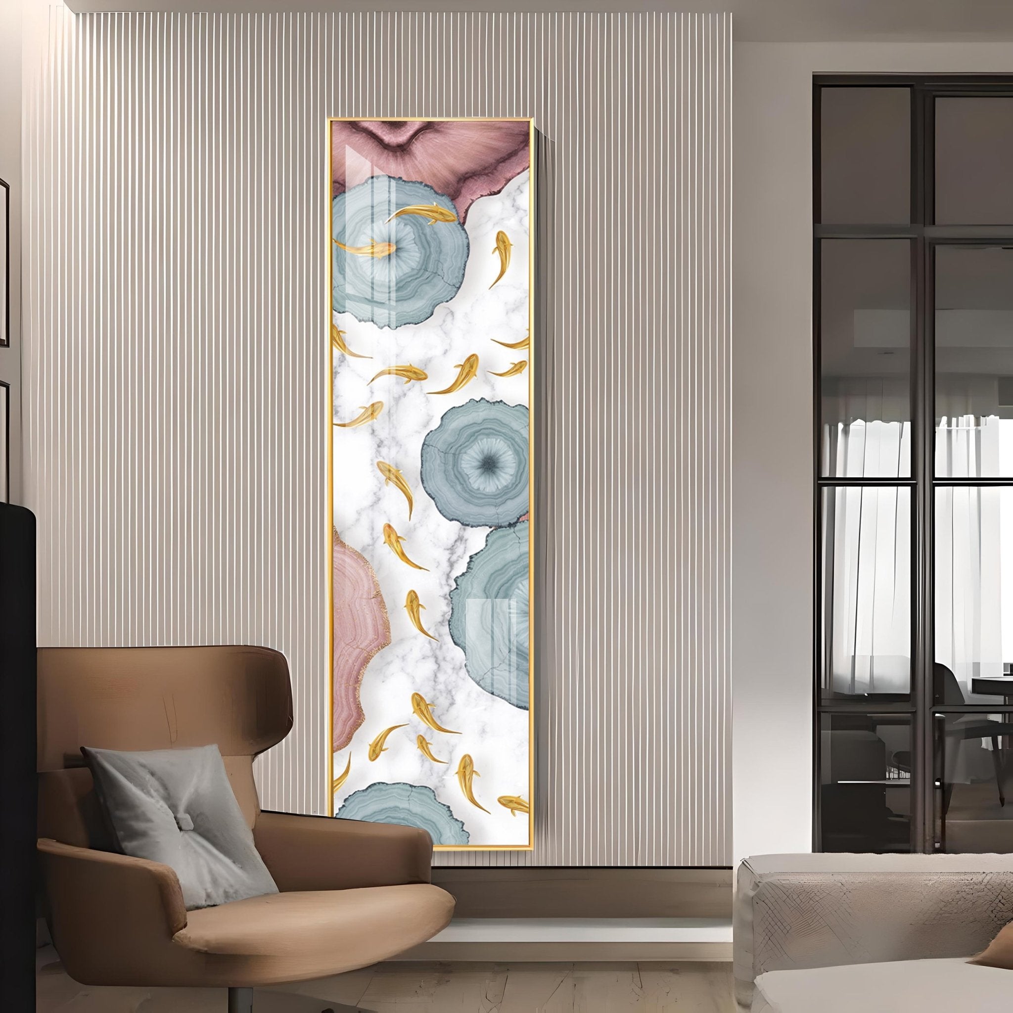 Chinese Patterns Luxury Crystal Vertical Wall Art - The Next Decor
