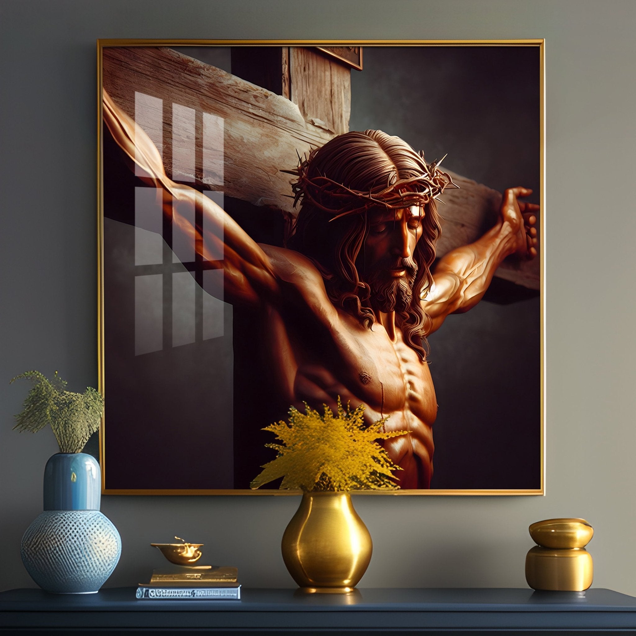 Christ on the Cross Premium Acrylic Square Wall Art - The Next Decor