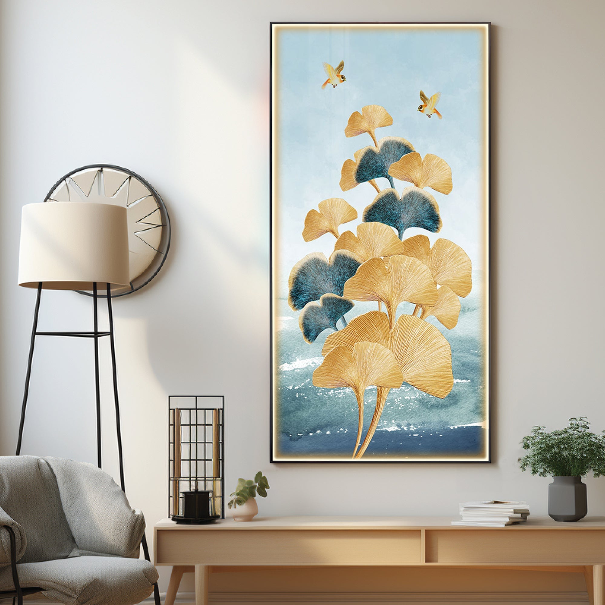 Colorful Biloba Leaves Luxury Crystal Wall Art - The Next Decor