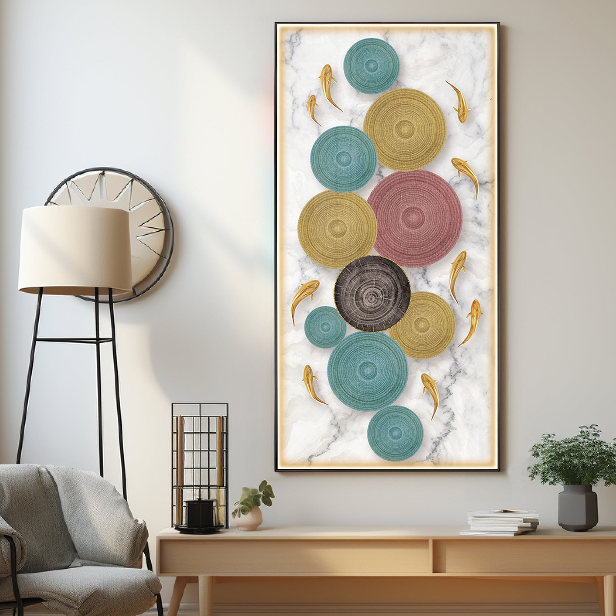 Colorful Discs & Fishes Luxury Crystal Wall Art - The Next Decor