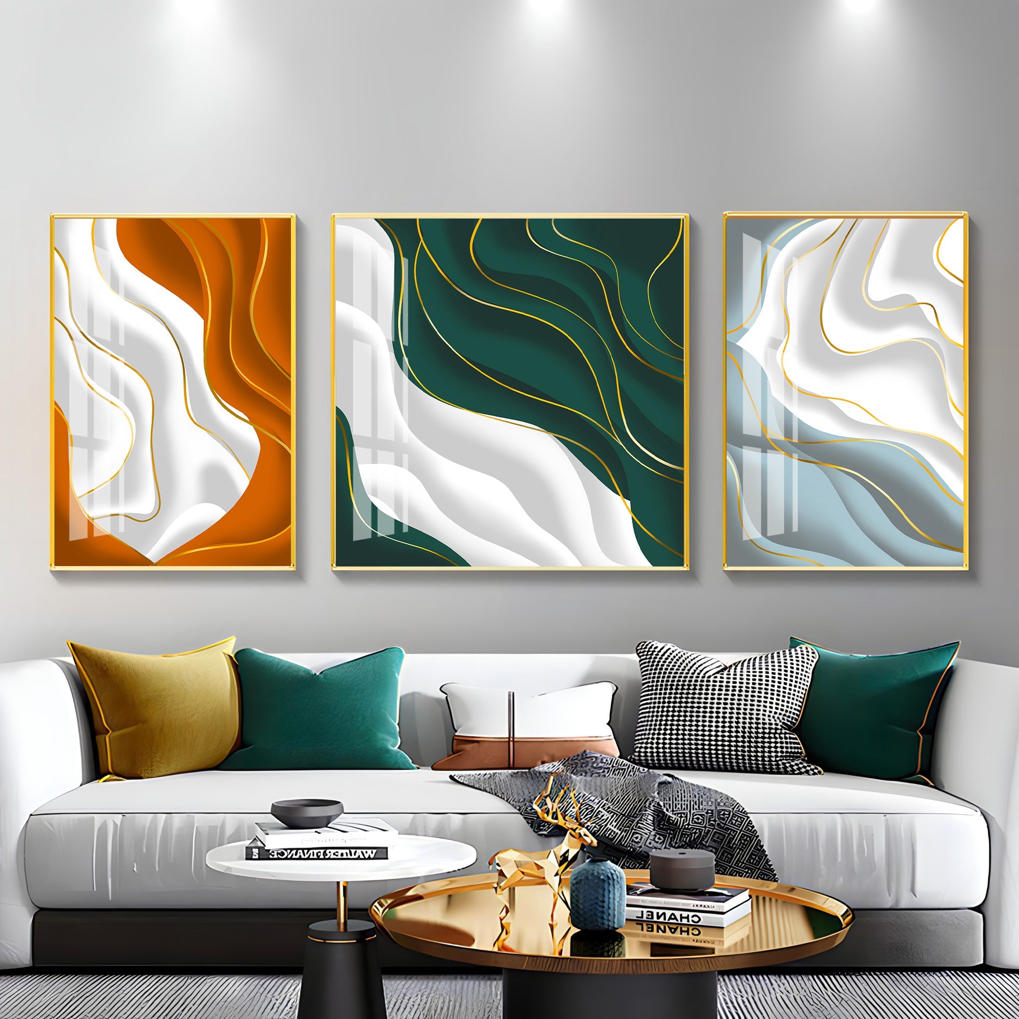 Colorful Waves Premium Acrylic Wall Art (Set of 3) - The Next Decor