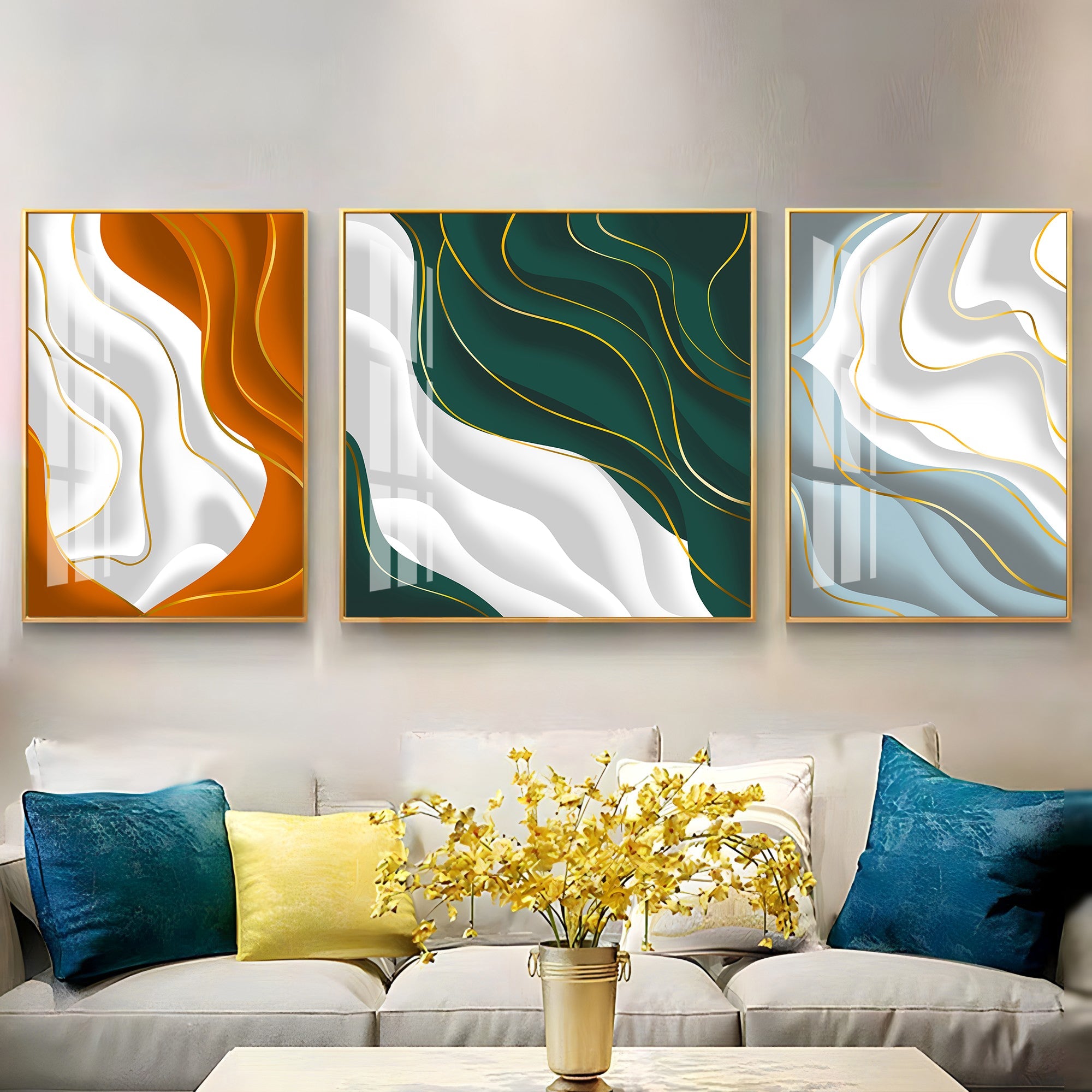 Colorful Waves Premium Acrylic Wall Art (Set of 3) - The Next Decor