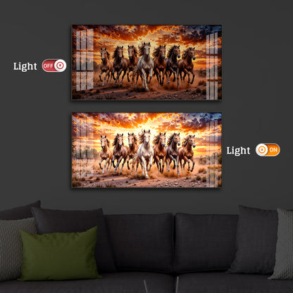 Herd Of Wild Horses Galloping Modern Luxury Backlight Horizontal Wall Art