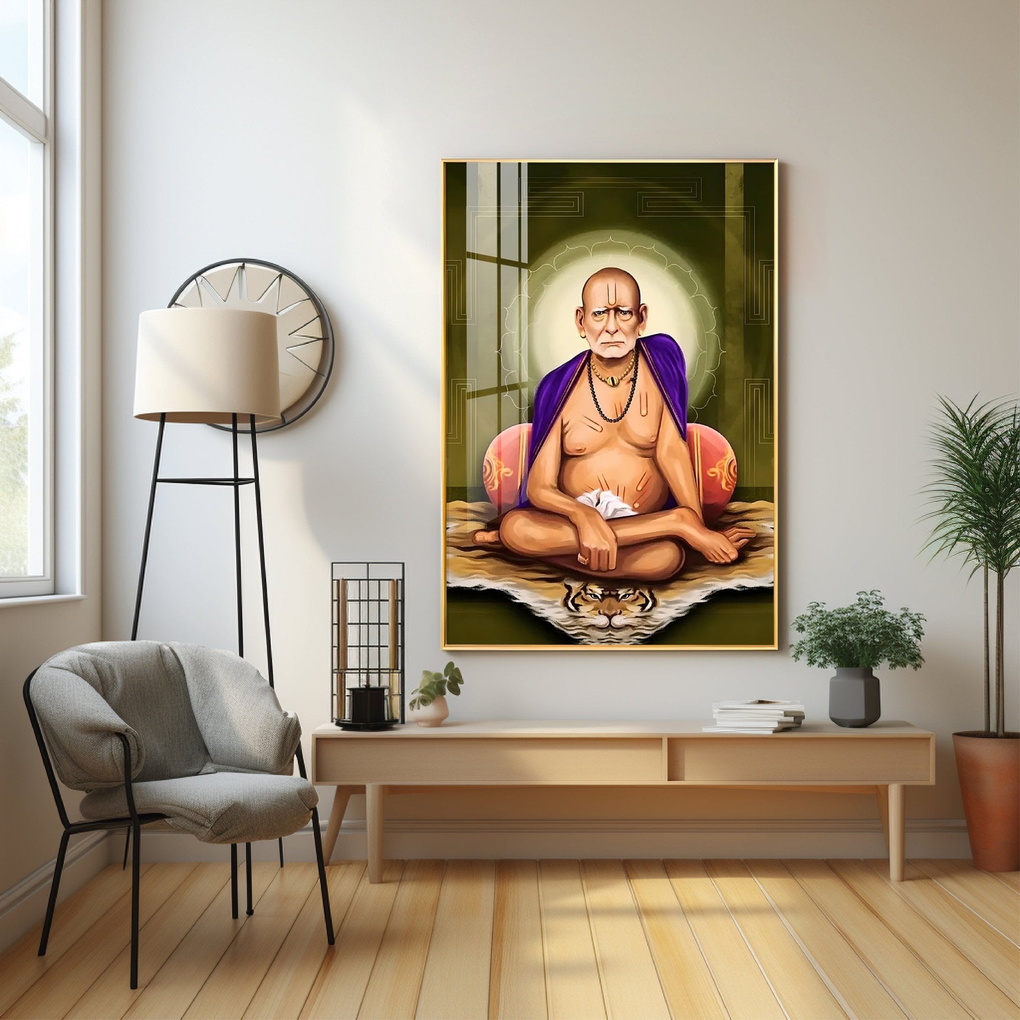 Contemplative Shri Swami Samartha Premium Vertical Acrylic Wall Art - The Next Decor