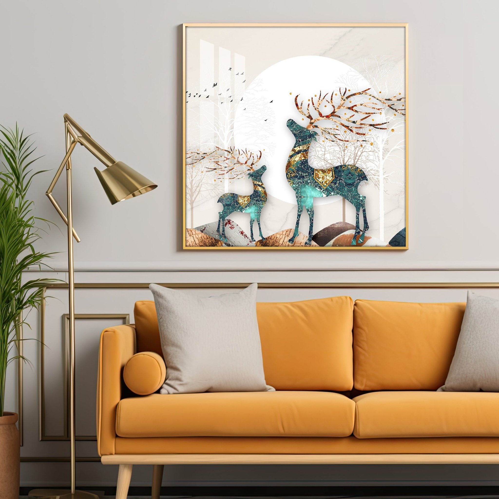 Deer Decorative Luxury Crystal Square Wall Art - The Next Decor