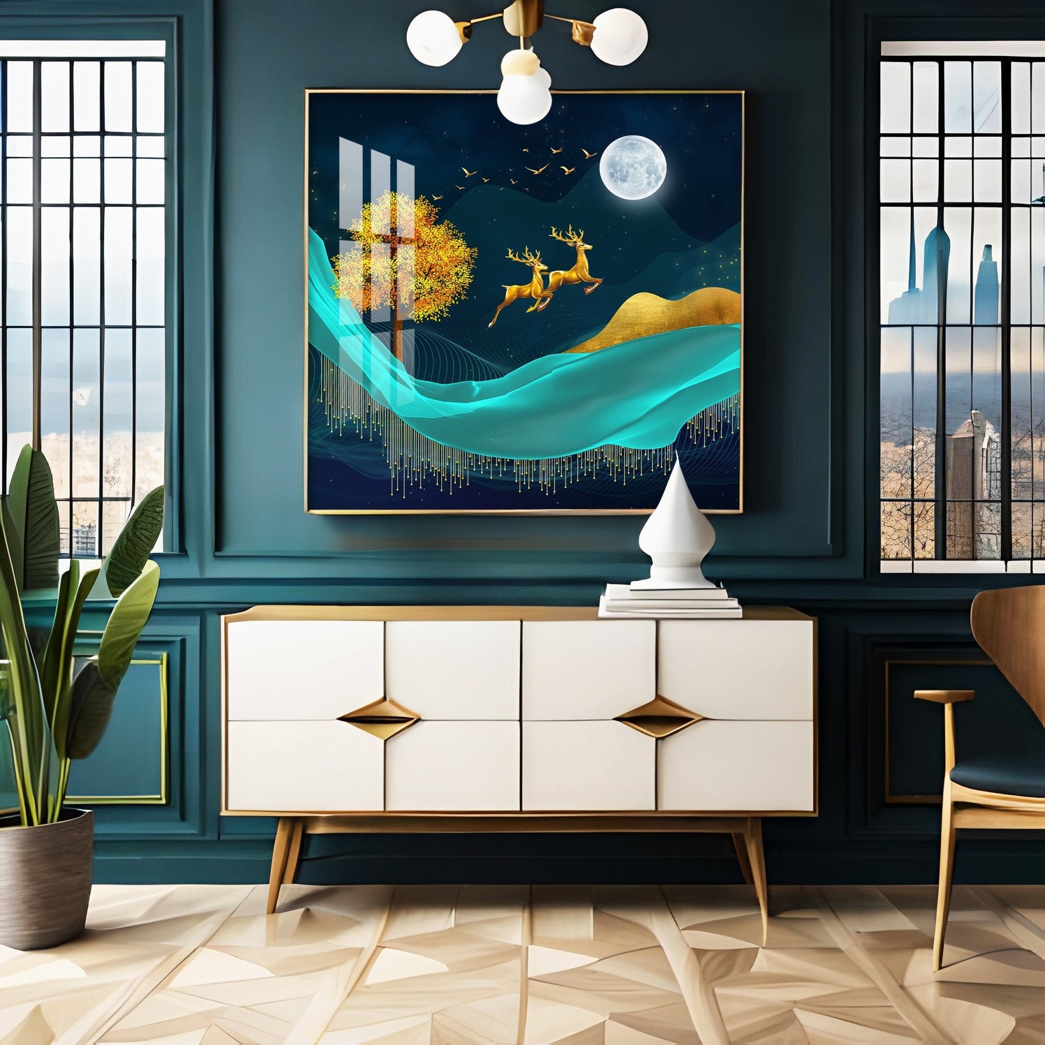 Deer Is Flowing And Natural Premium Acrylic Square Wall Art - The Next Decor