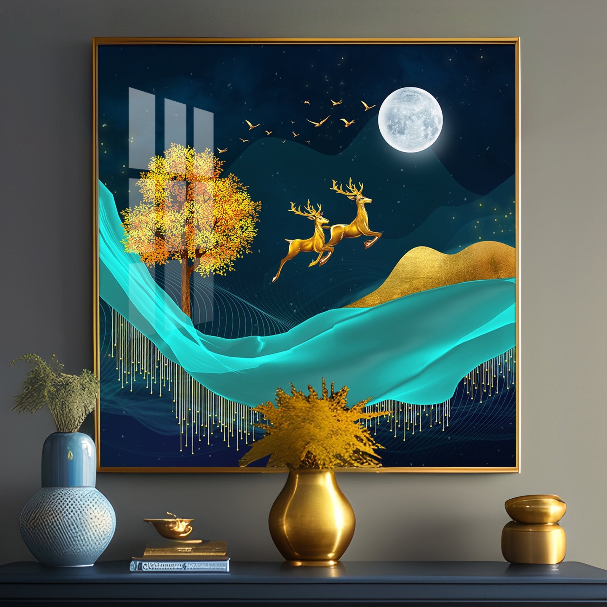 Deer Is Flowing And Natural Premium Acrylic Square Wall Art - The Next Decor