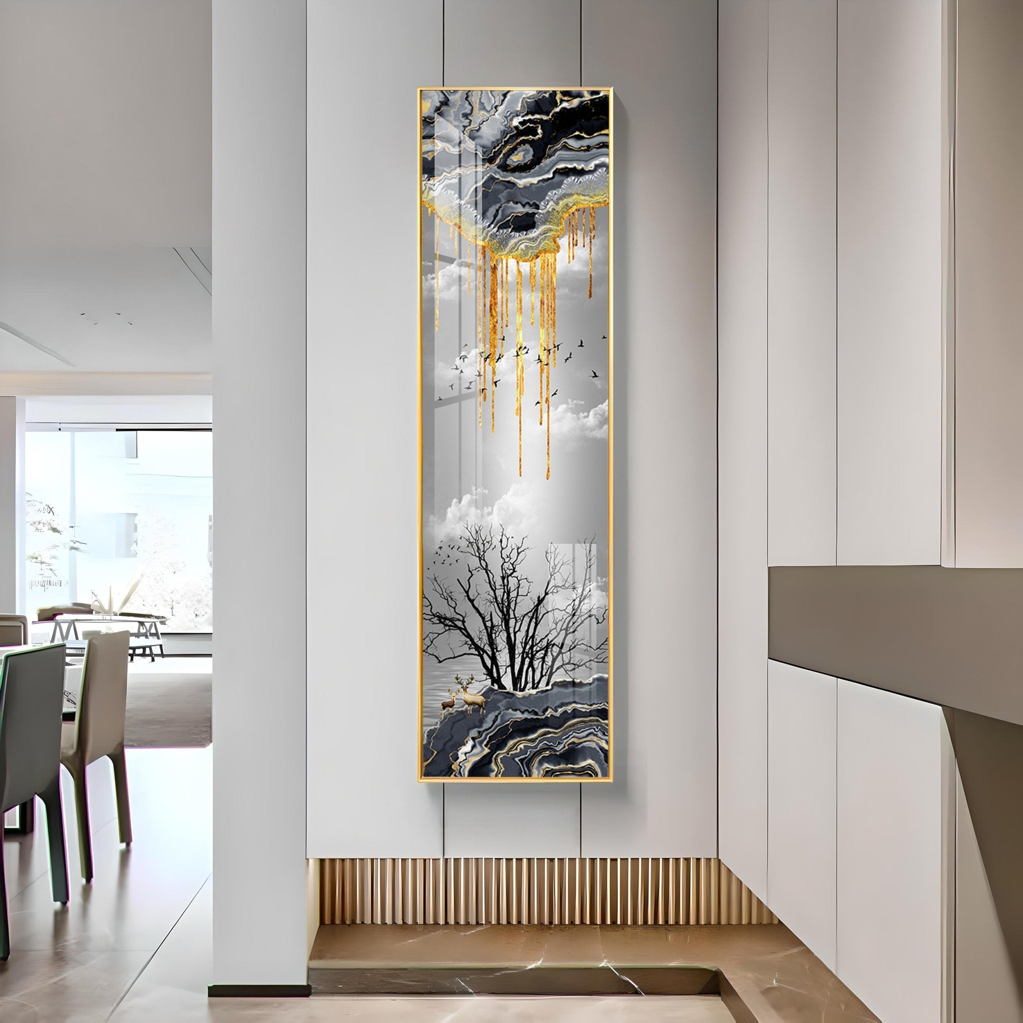 Divine Deer With Big Tree Vertical Premium Acrylic Vertical Wall Art - The Next Decor