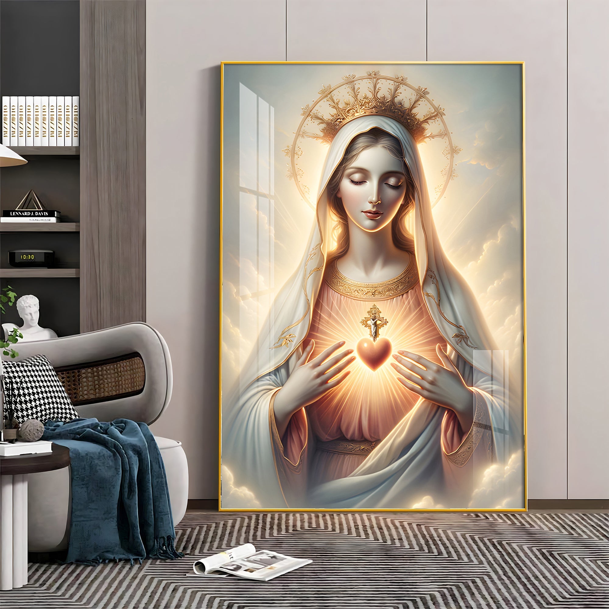 Divine Embrace of Mary Premium Acrylic Vertical Wall Art - The Next Decor