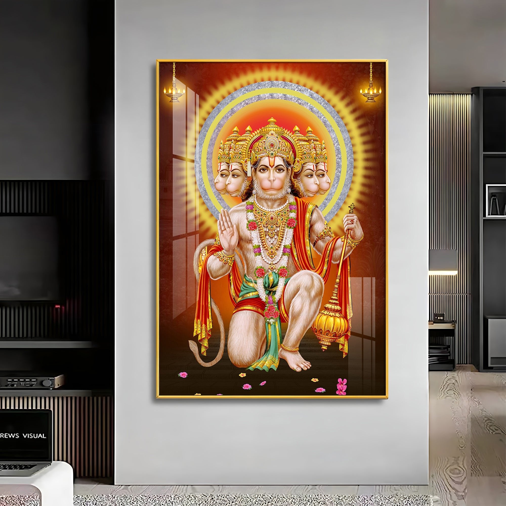 Divine Lord Hanuman Premium Vertical Acrylic Wall Art - The Next Decor