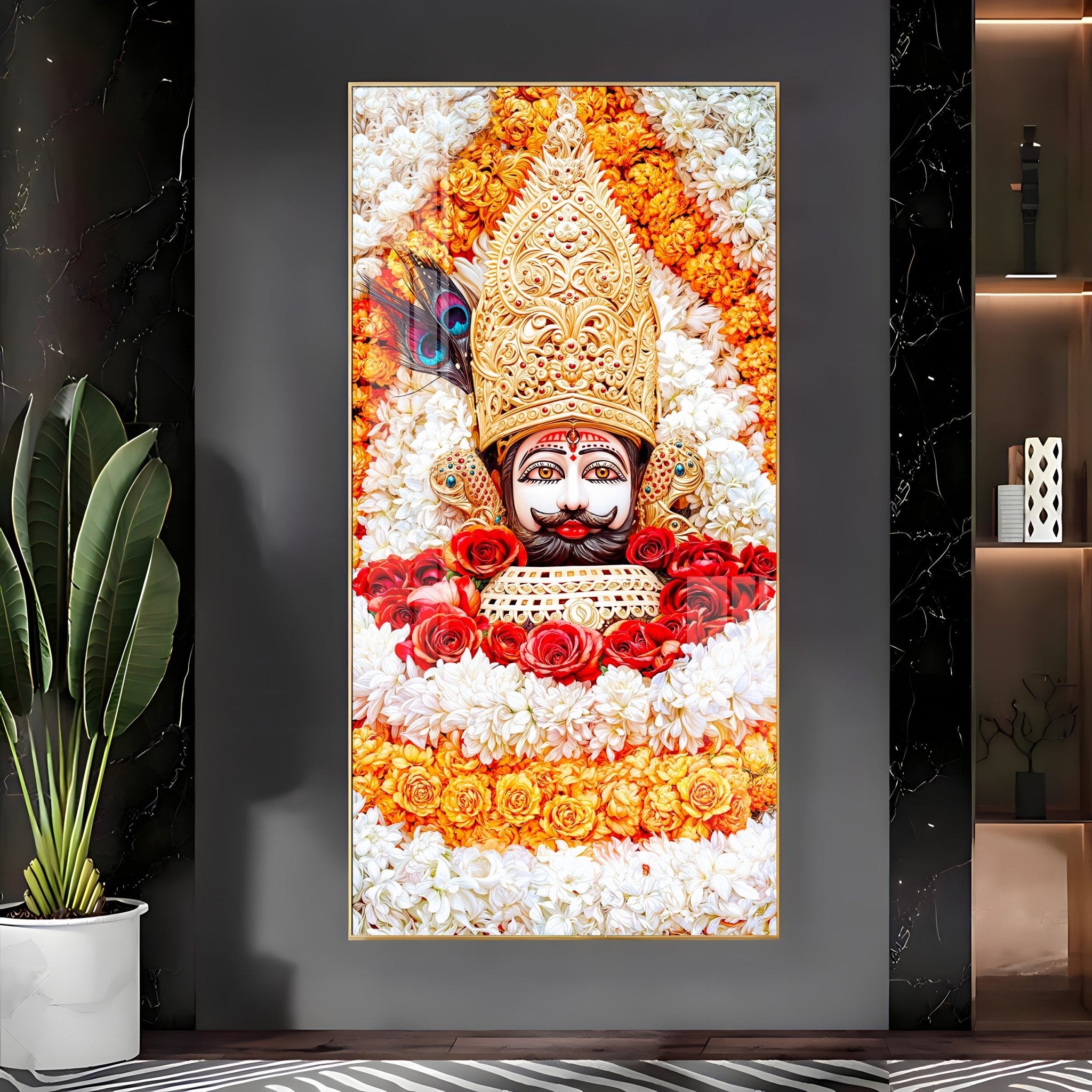 Divine Shyam Baba Luxury Crystal Vertical Wall Art - The Next Decor