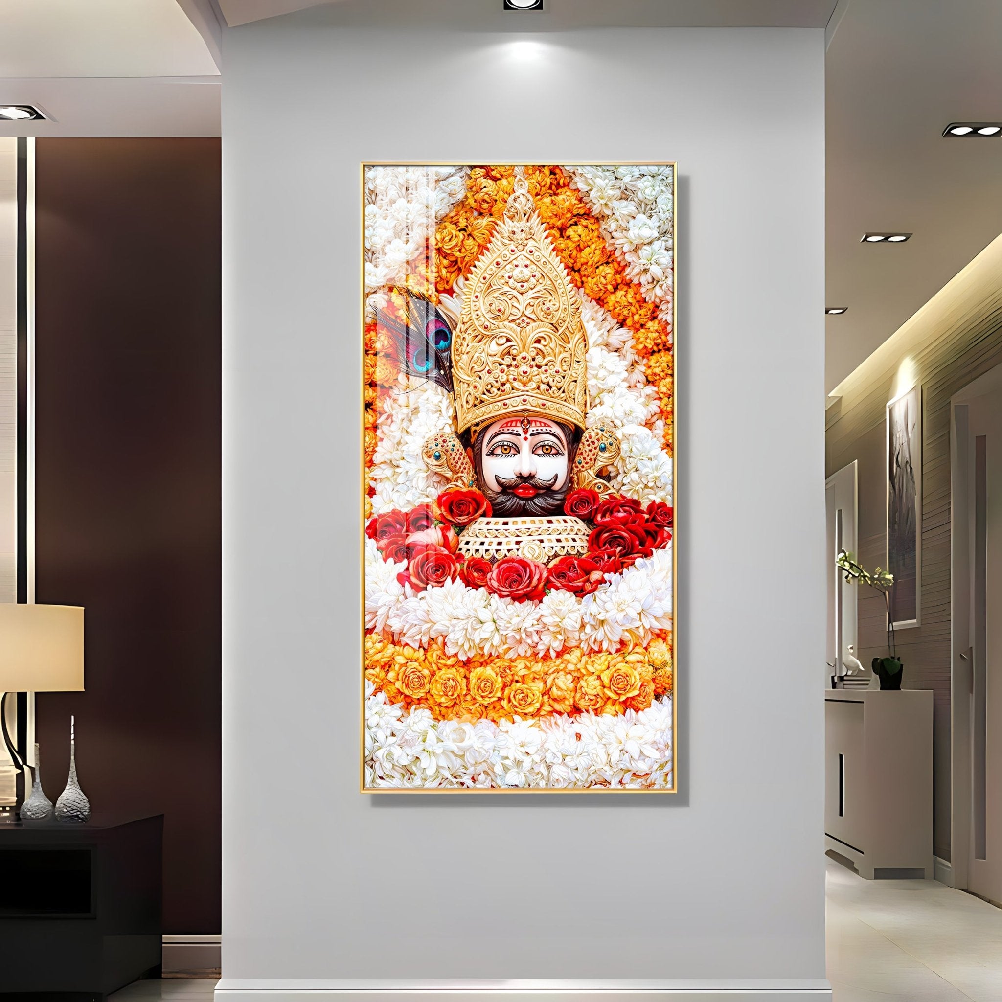 Divine Shyam Baba Luxury Crystal Vertical Wall Art - The Next Decor