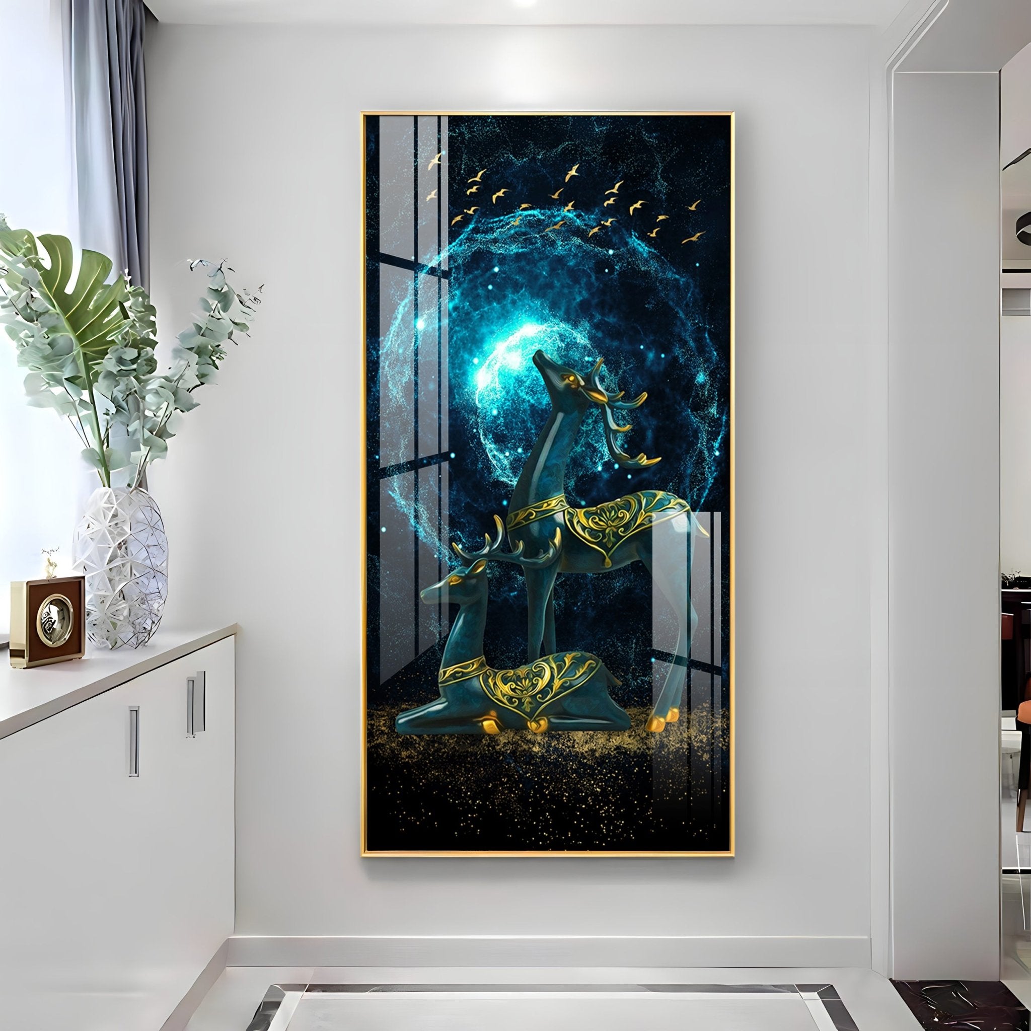 Elk To Make Money and Deer Premium Acrylic Vertical Wall Art - The Next Decor
