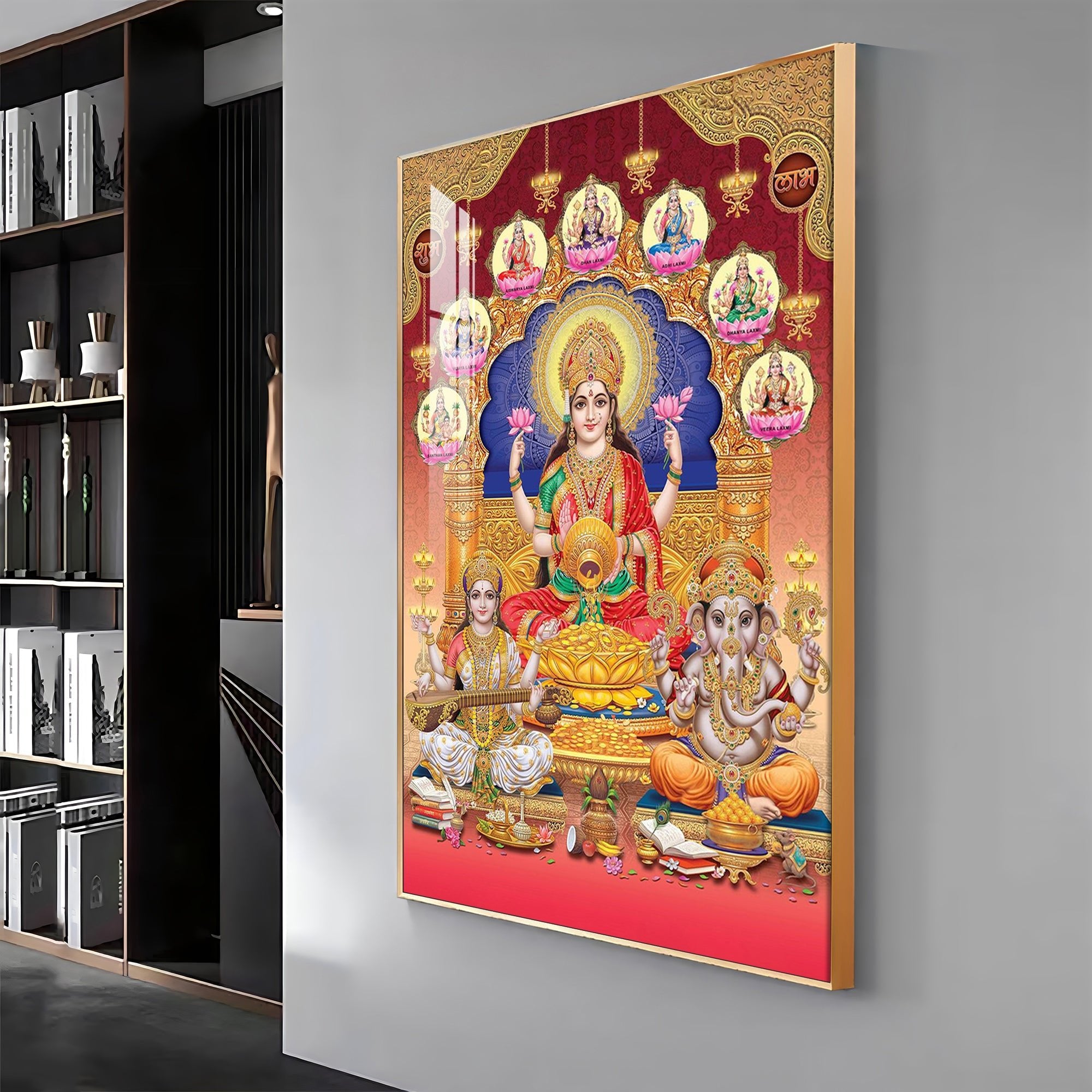 Enchanted Divinity Of Maha Laxmi Ji Premium Acrylic Vertical Wall Art - The Next Decor