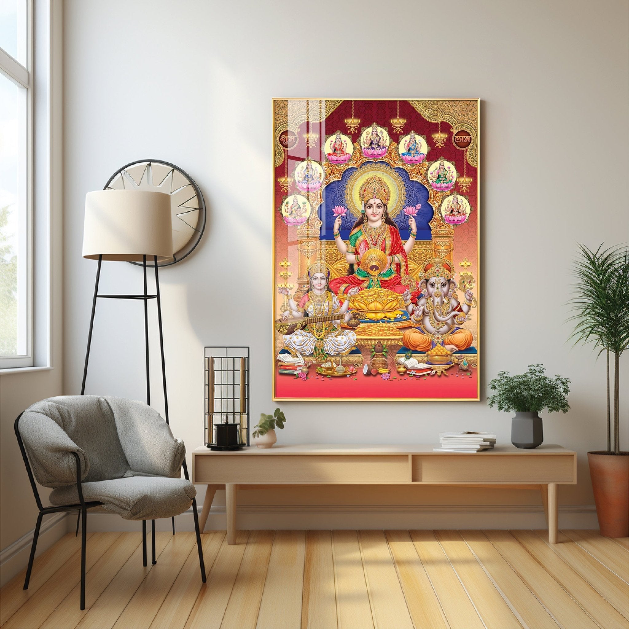 Enchanted Divinity Of Maha Laxmi Ji Premium Acrylic Vertical Wall Art - The Next Decor