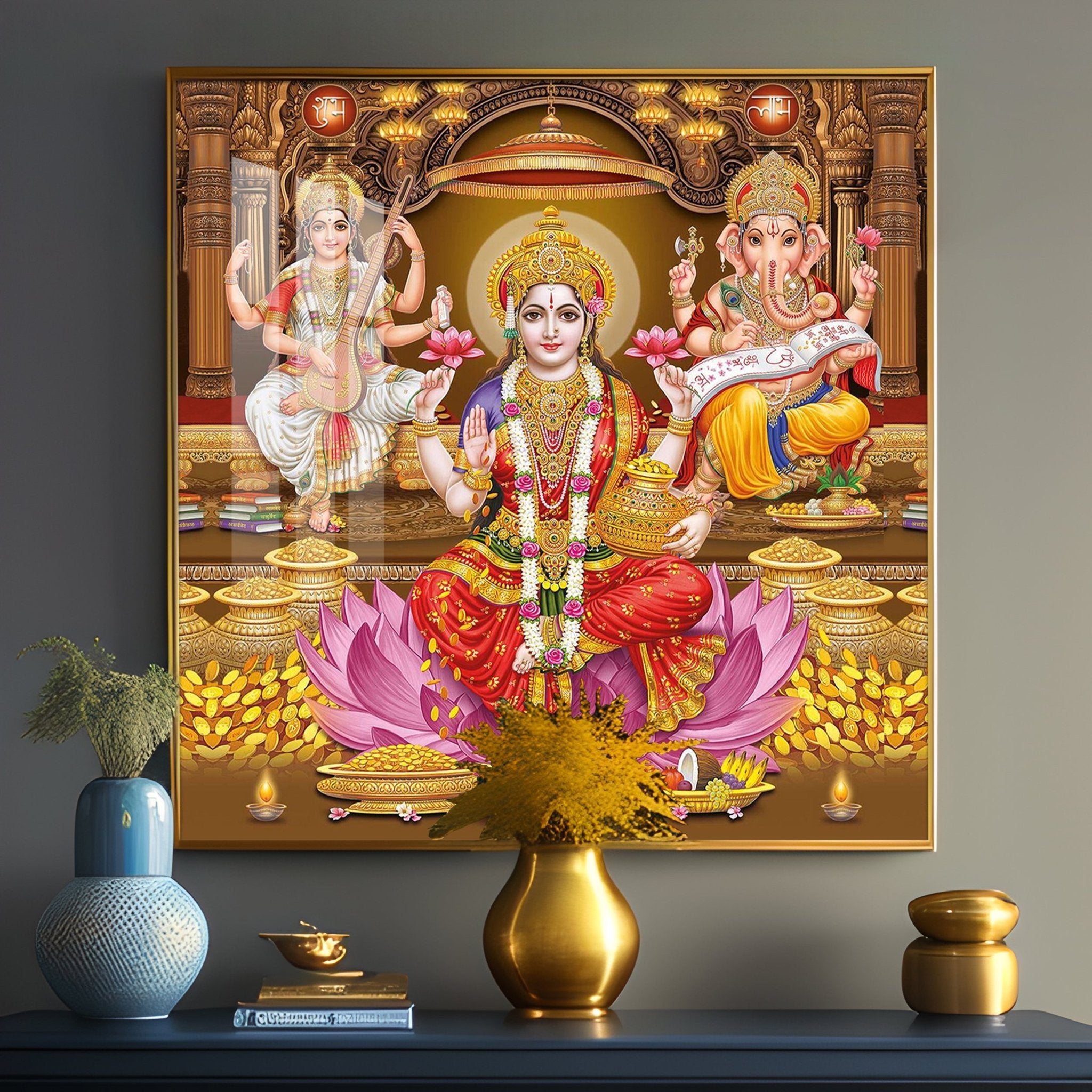 Enchanted Laxmi Ji Divinity Premium Acrylic Square Wall Art - The Next Decor