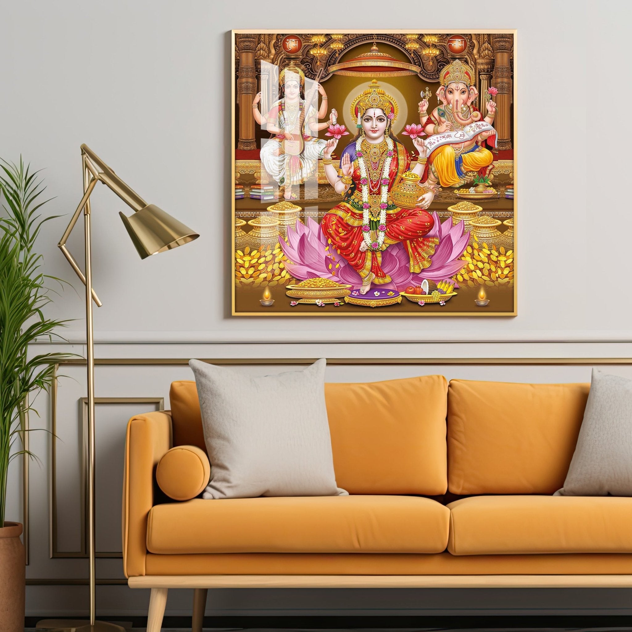 Enchanted Laxmi Ji Divinity Premium Acrylic Square Wall Art - The Next Decor