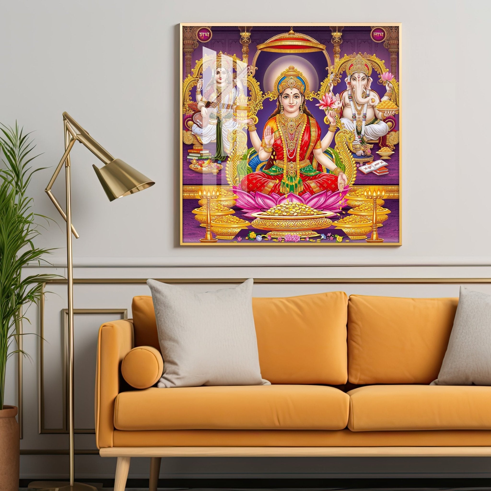 Ethereal Laxmi Ji Elegance Premium Acrylic Square Wall Art - The Next Decor