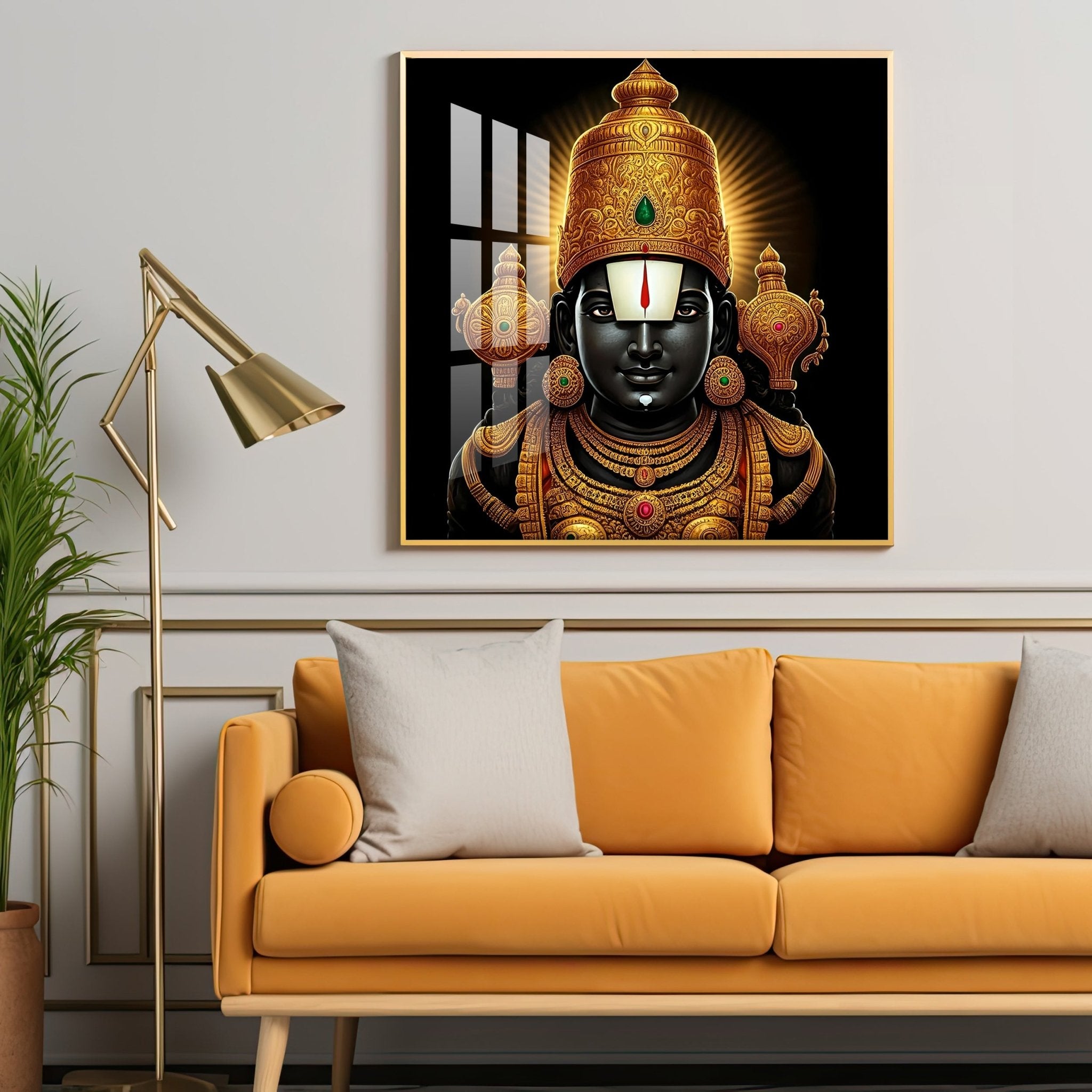 Ethereal Lord Venkateswara Swami Premium Acrylic Square Wall Art - The Next Decor