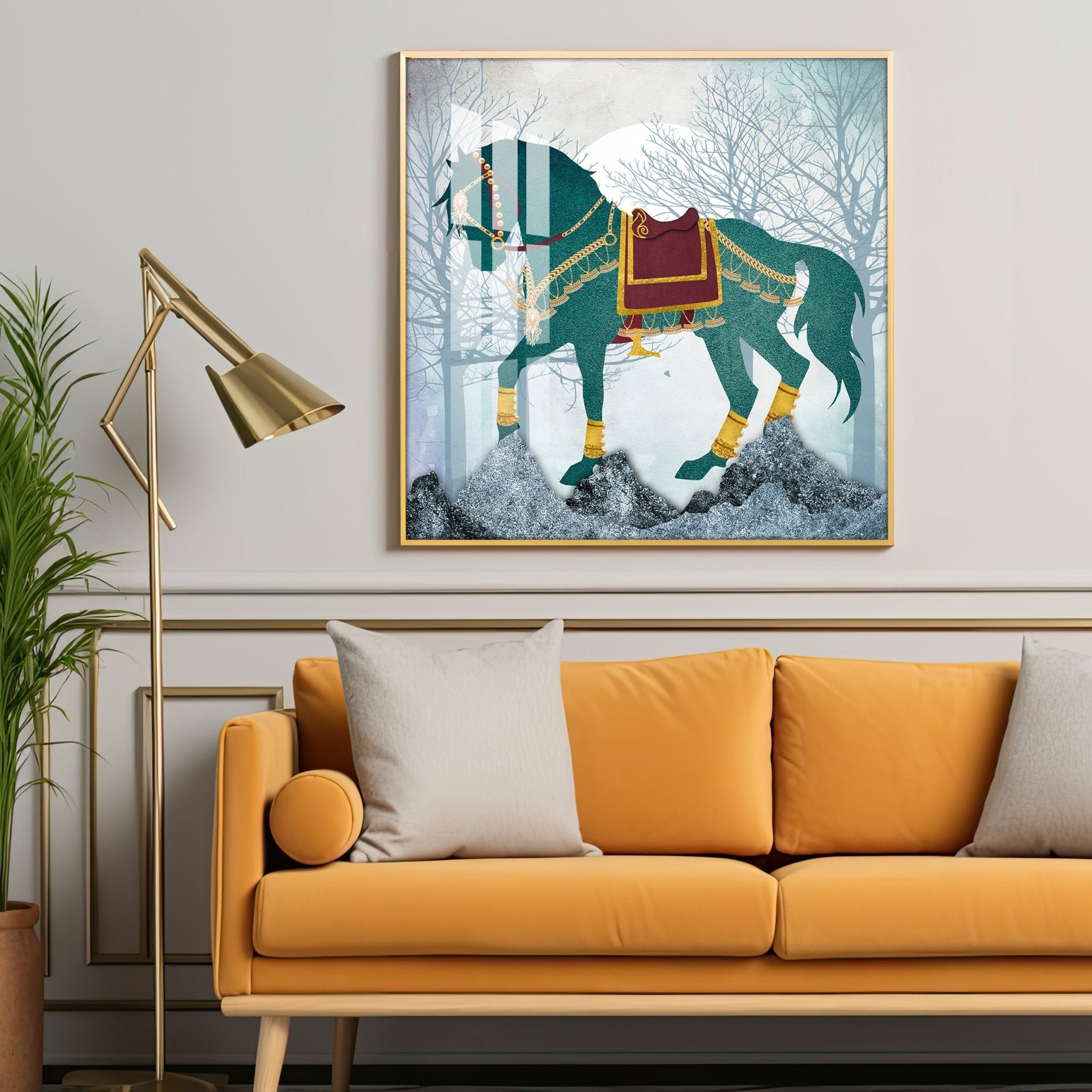 European Abstract Three - Dimensional Horse Premium Acrylic Square Wall Art - The Next Decor