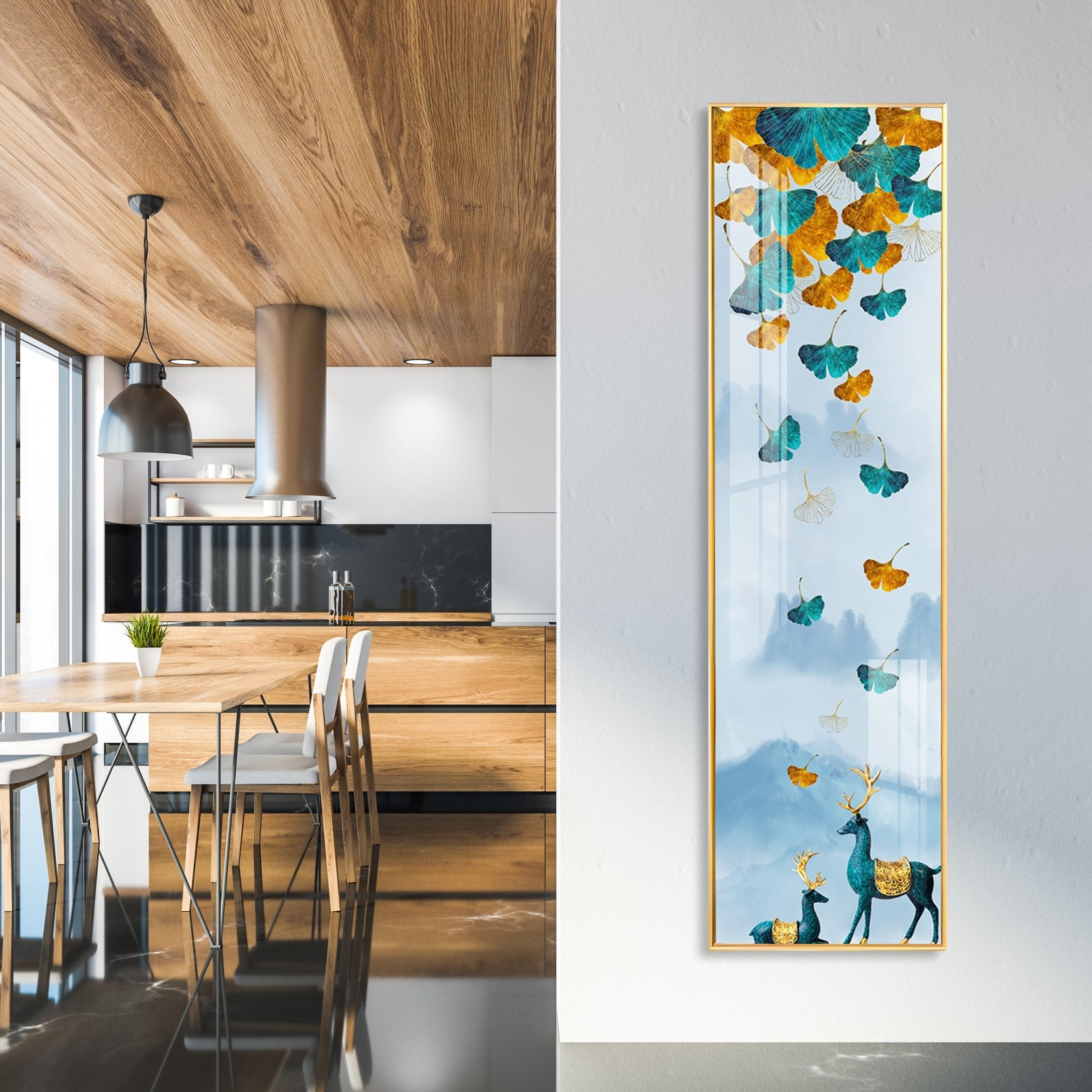 Falling Leaves Luxury Crystal Vertical Wall Art - The Next Decor