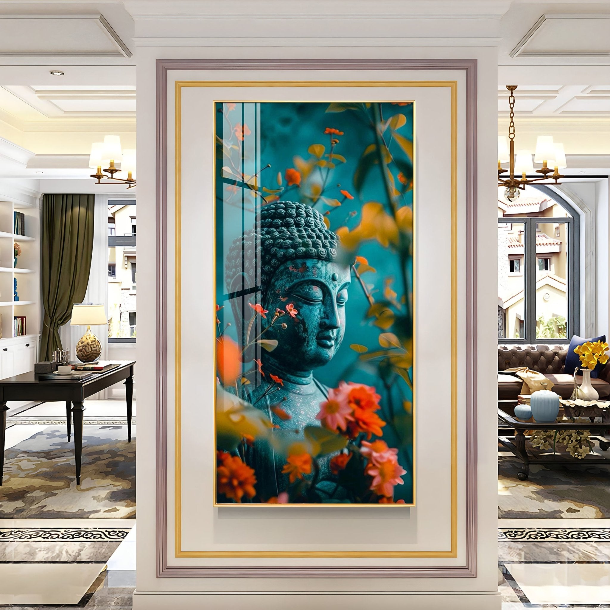 Floral Harmony Buddha Premium Acrylic Wall Art - The Next Decor