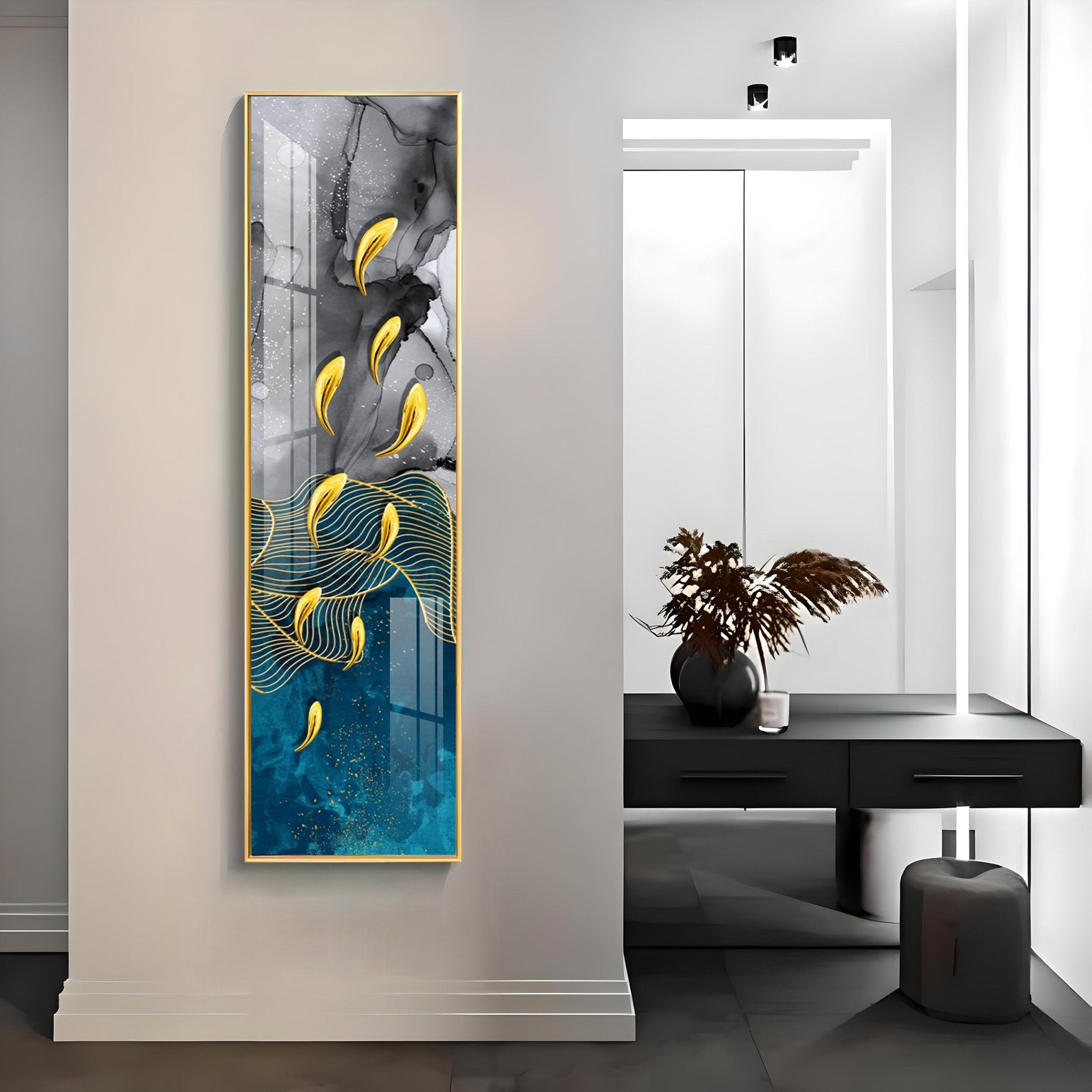 Fortune Fishes Luxury Crystal Vertical Wall Art - The Next Decor