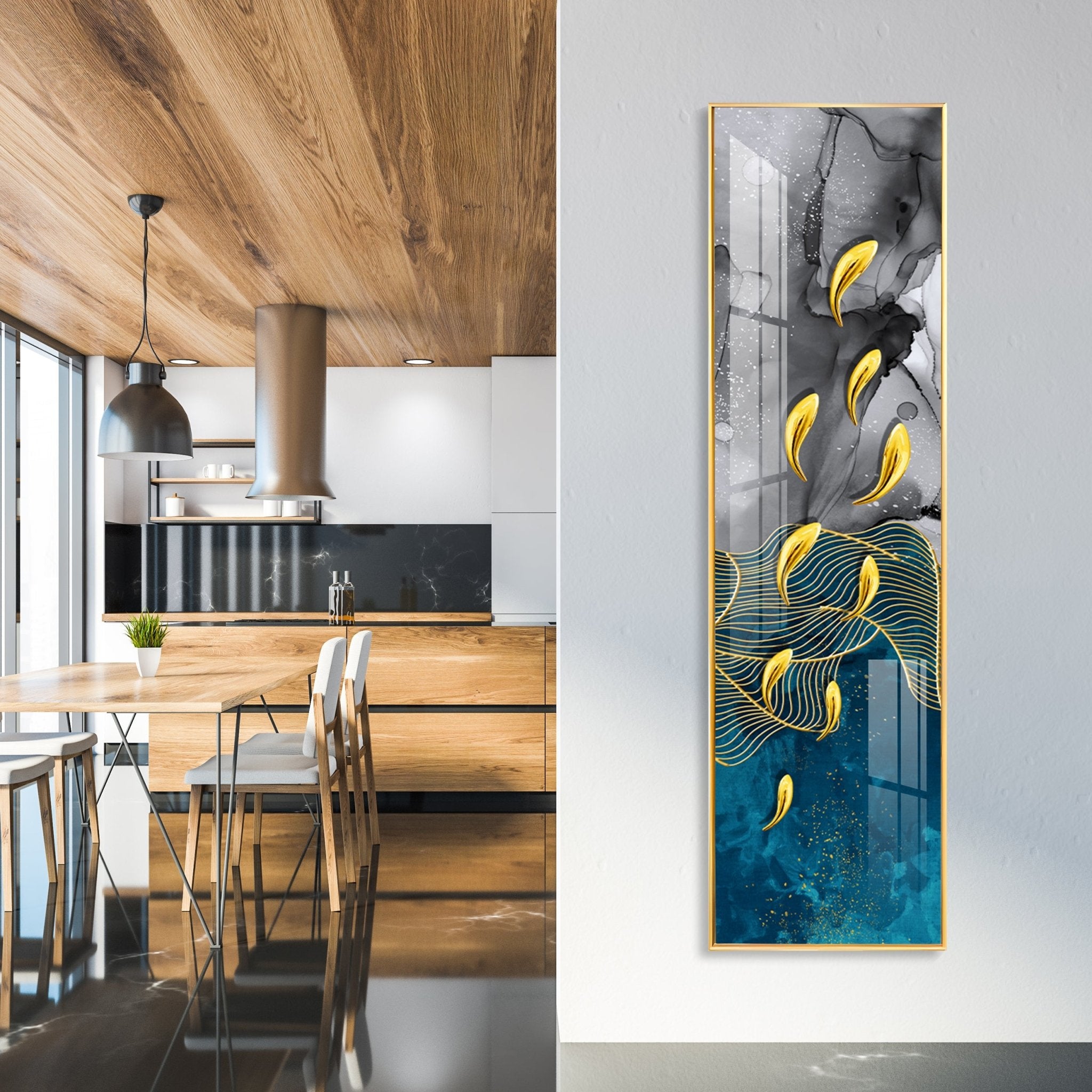 Fortune Fishes Luxury Crystal Vertical Wall Art - The Next Decor