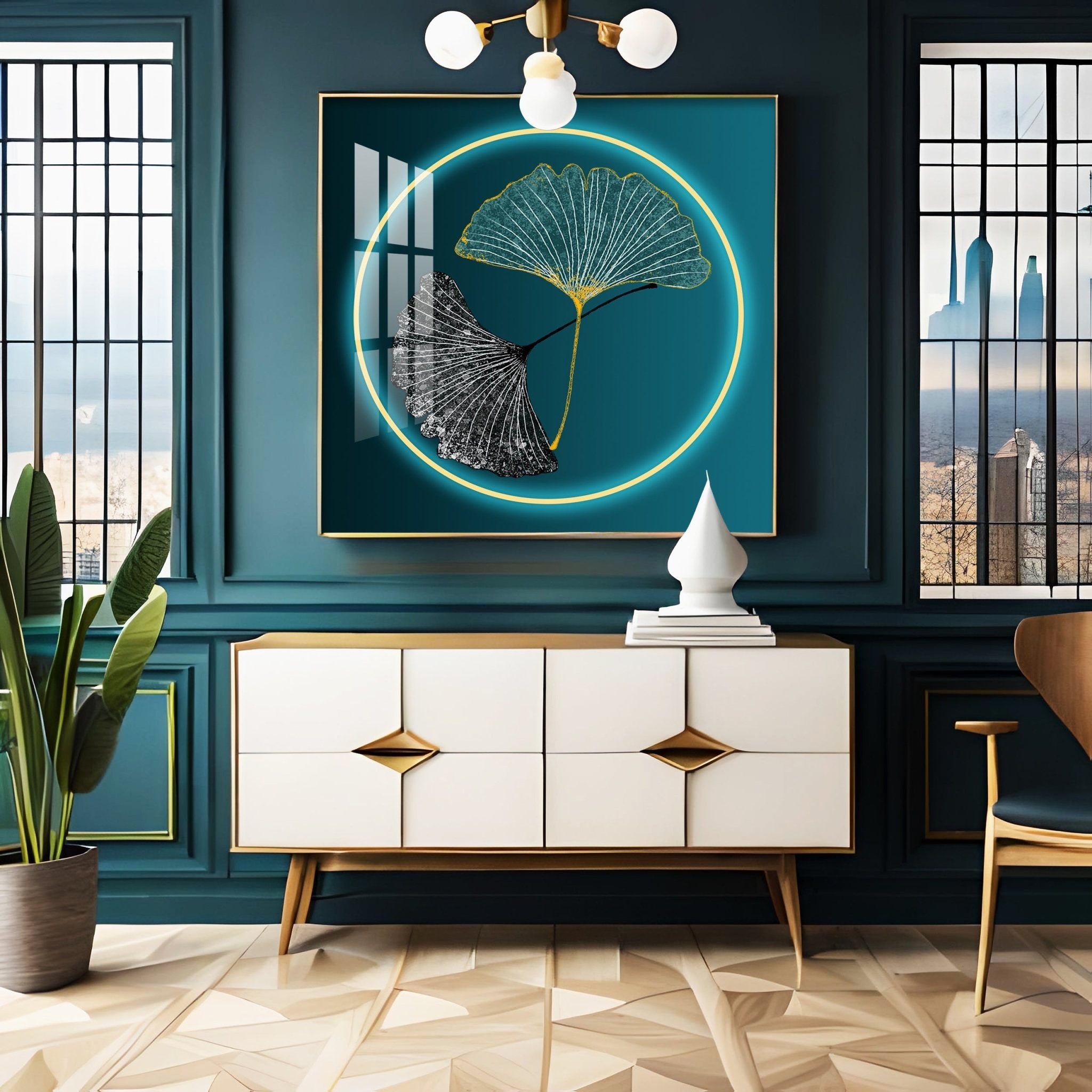 Ginkgo leaf Premium Acrylic Square Wall Art - The Next Decor