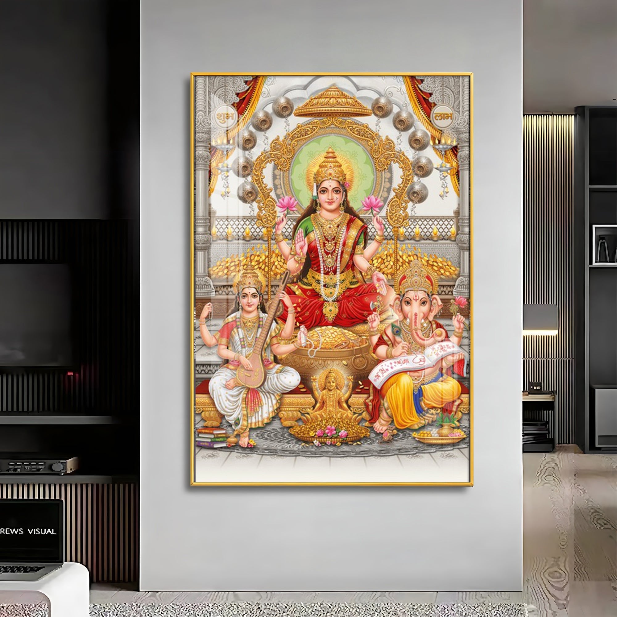 Goddess Laxmi Ji Radiant Premium Acrylic Vertical Wall Art - The Next Decor