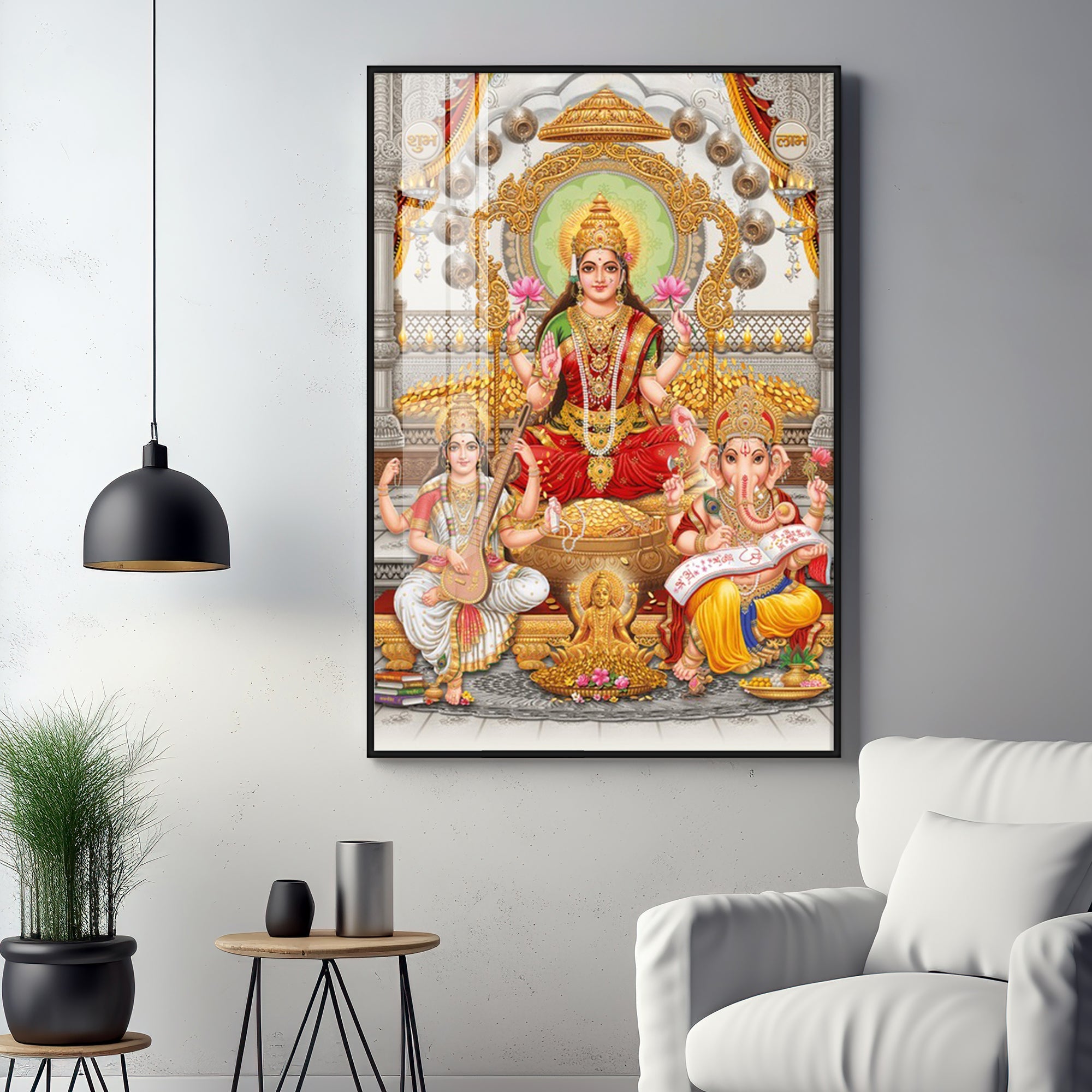 Goddess Laxmi Ji Radiant Premium Acrylic Vertical Wall Art - The Next Decor