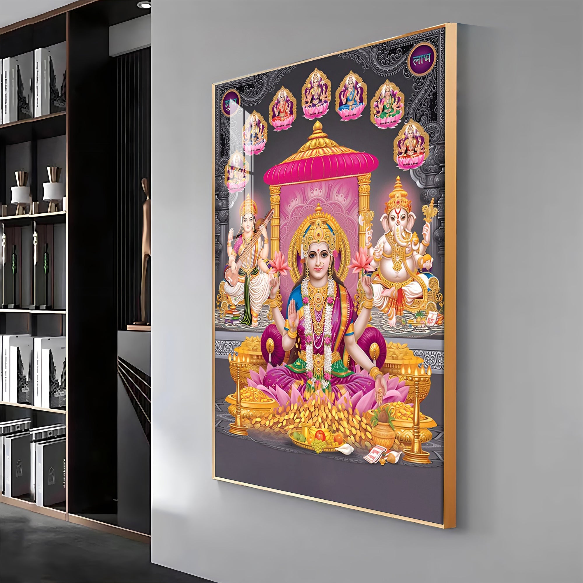Goddess Laxmi Ji Virtues Premium Acrylic Vertical Wall Art - The Next Decor