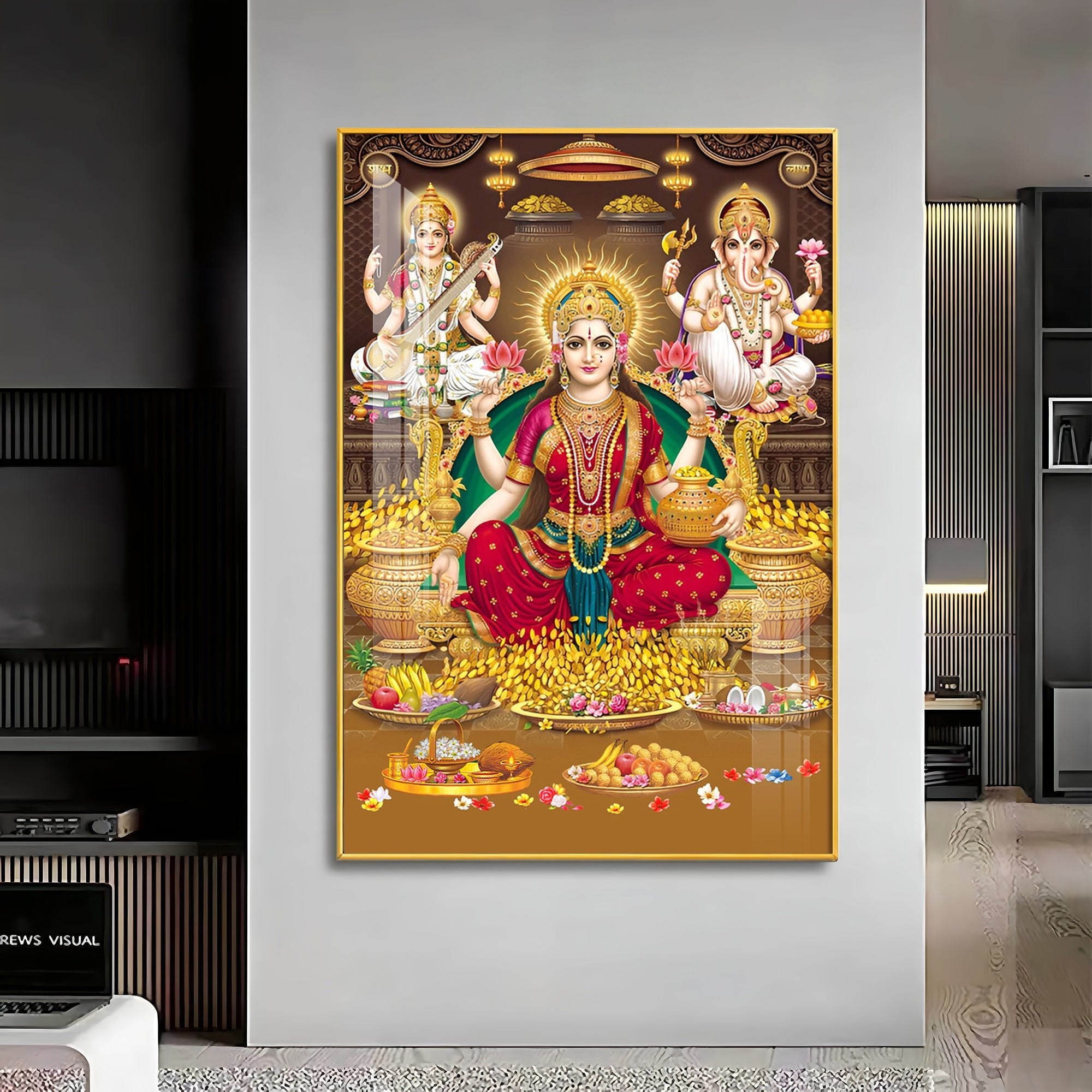 Goddess Maha Laxmi Ji Premium Acrylic Vertical Wall Art - The Next Decor