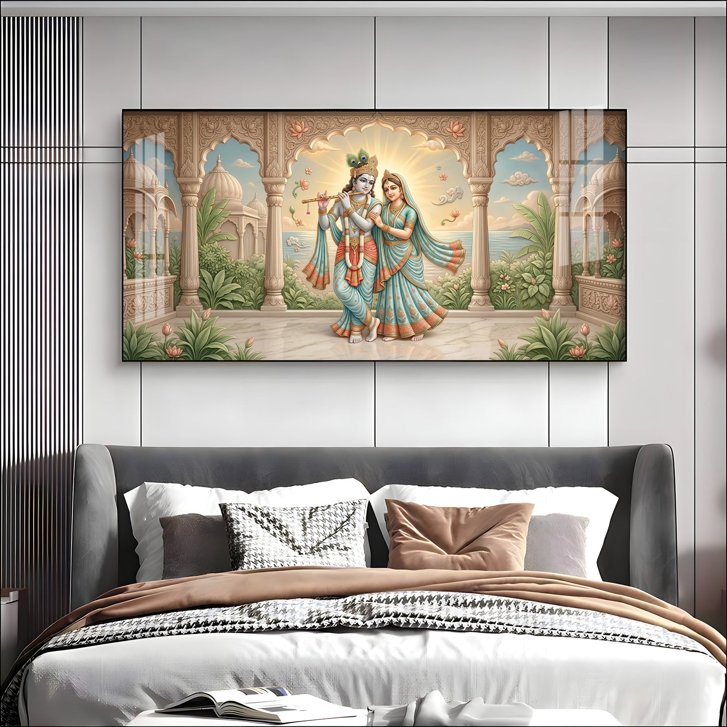 Radha Krishna Together Premium Acrylic Horizontal Wall Art