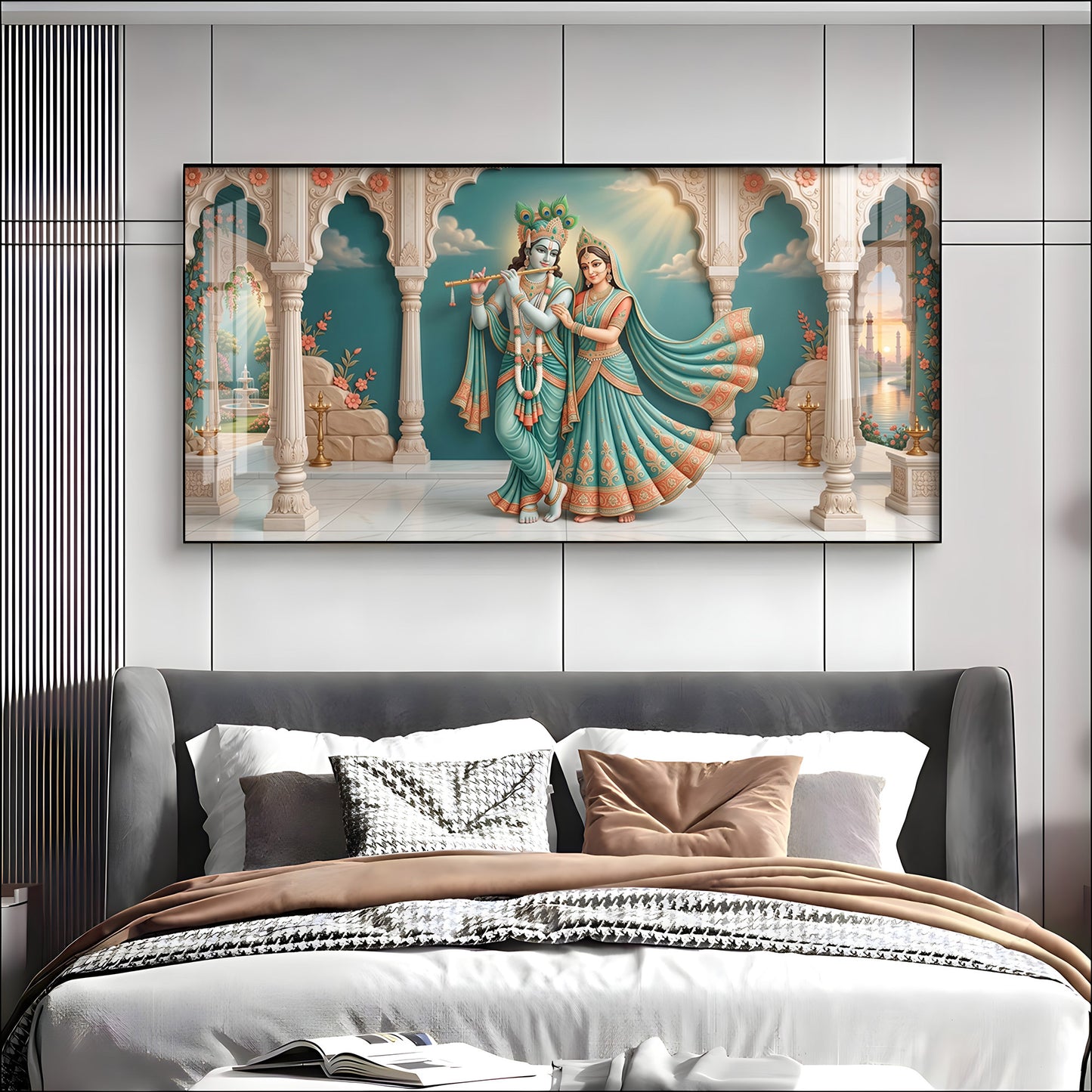 Hindu Deities Radha Krishna Premium Acrylic Horizontal Wall Art