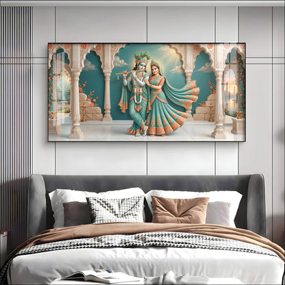 Hindu Deities Radha Krishna Premium Acrylic Horizontal Wall Art